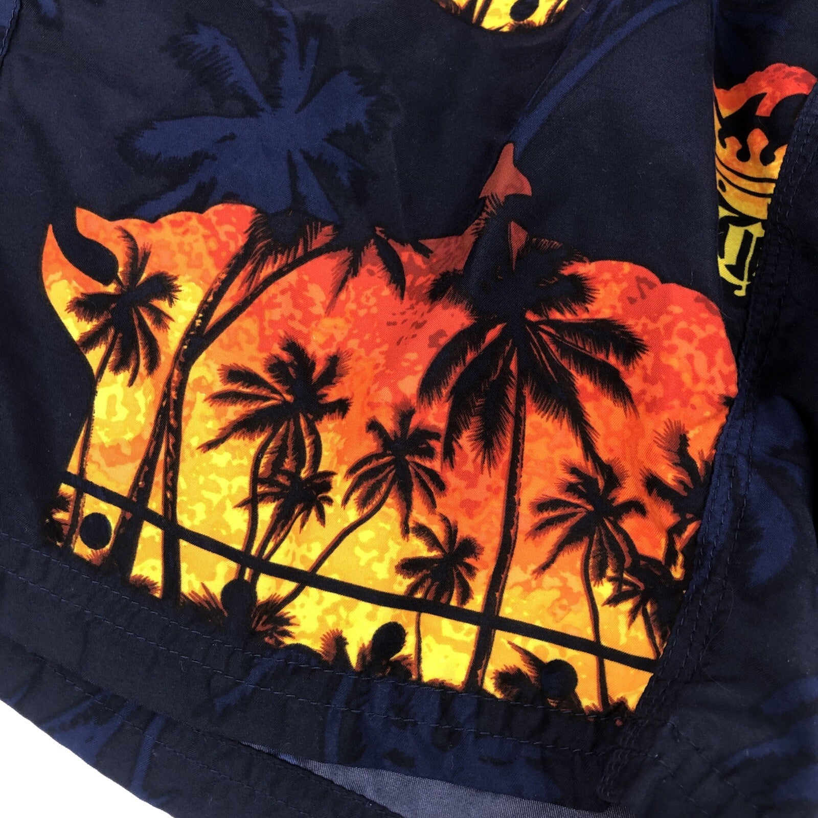 Corona Summer surf Swim Trunks ShortsBlue Palm Tree Graphic Beer Surf -Very Rare