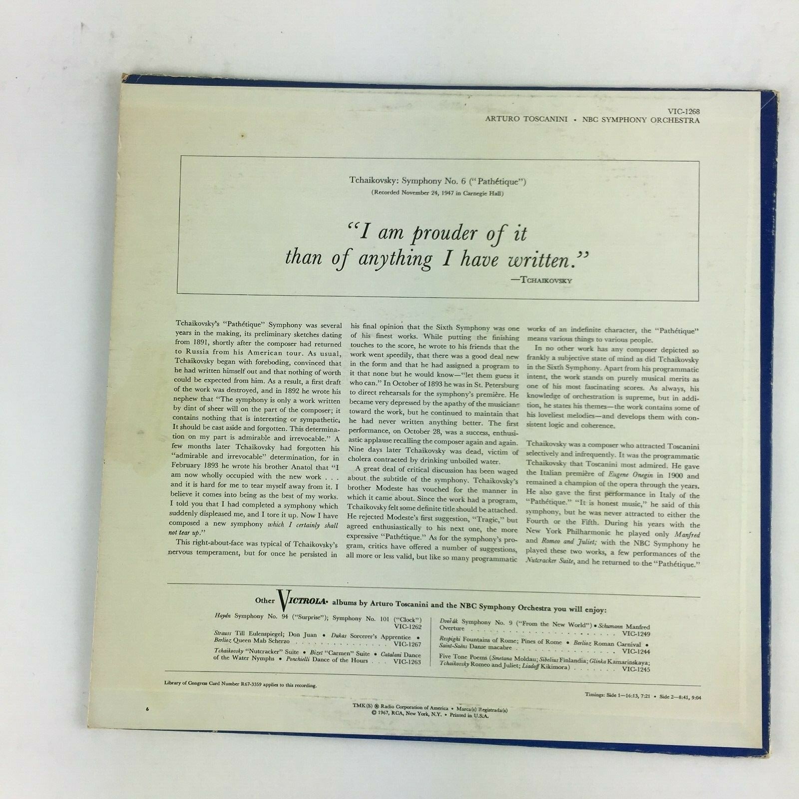 TOSCANINI: I am Prouder of it than of anything I have Written.