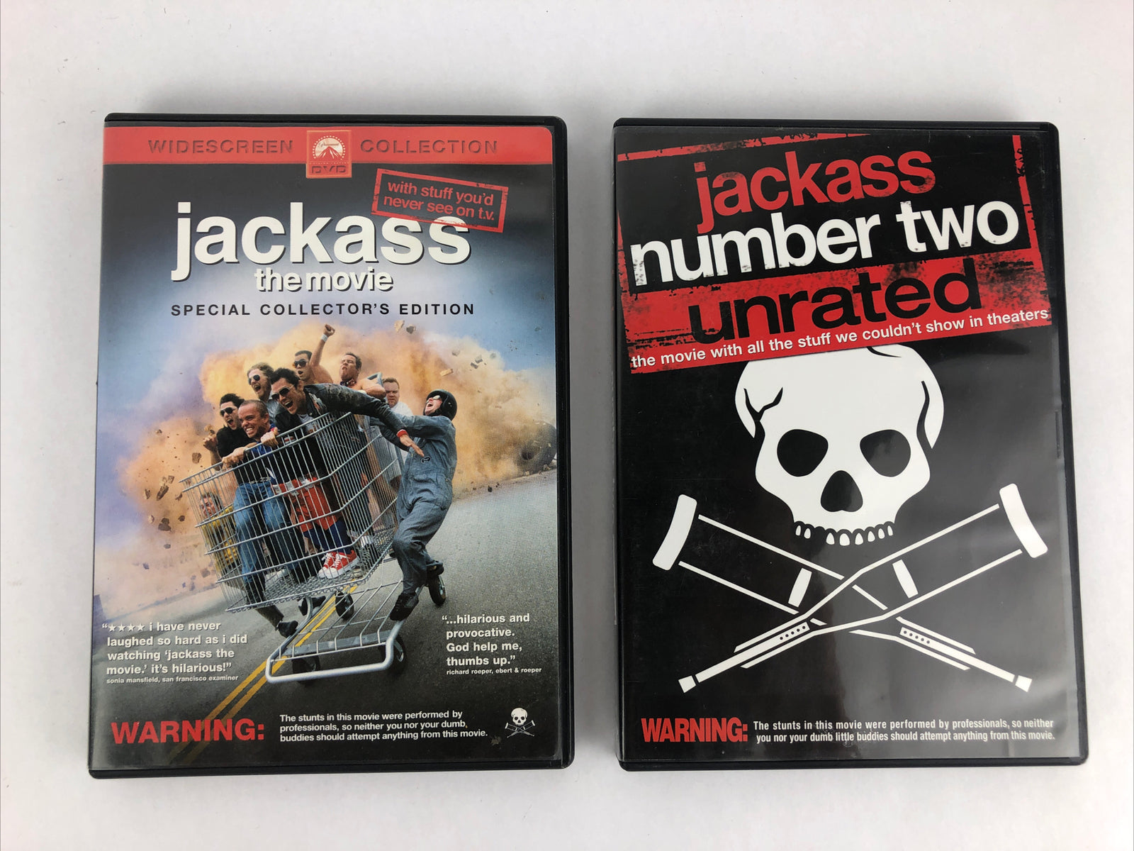 Jackass: Number 1 & 2 (DVD, 2006, Unrated) Johnny Knoxville Steve-O Bam Margera