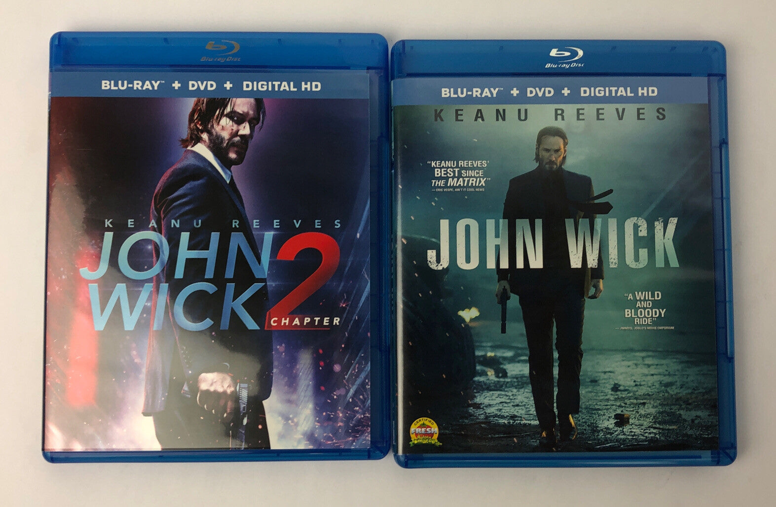 John Wick Keanu Reeves Movies Series 1 Chapter 2 ~ Blue Ray DVD Set Mint Discs