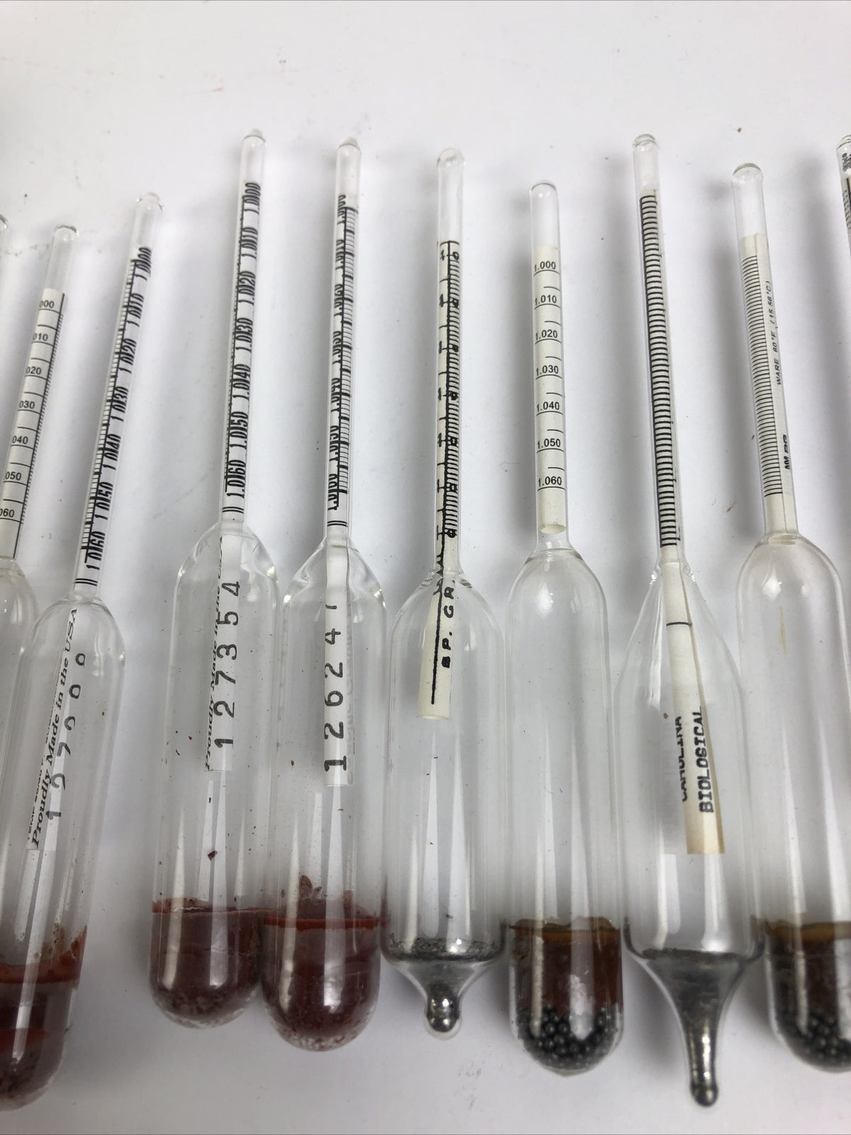 Lot 18 Vintage Specific Gravity Heavy Medical Urinometer Hydrometer - LOOK