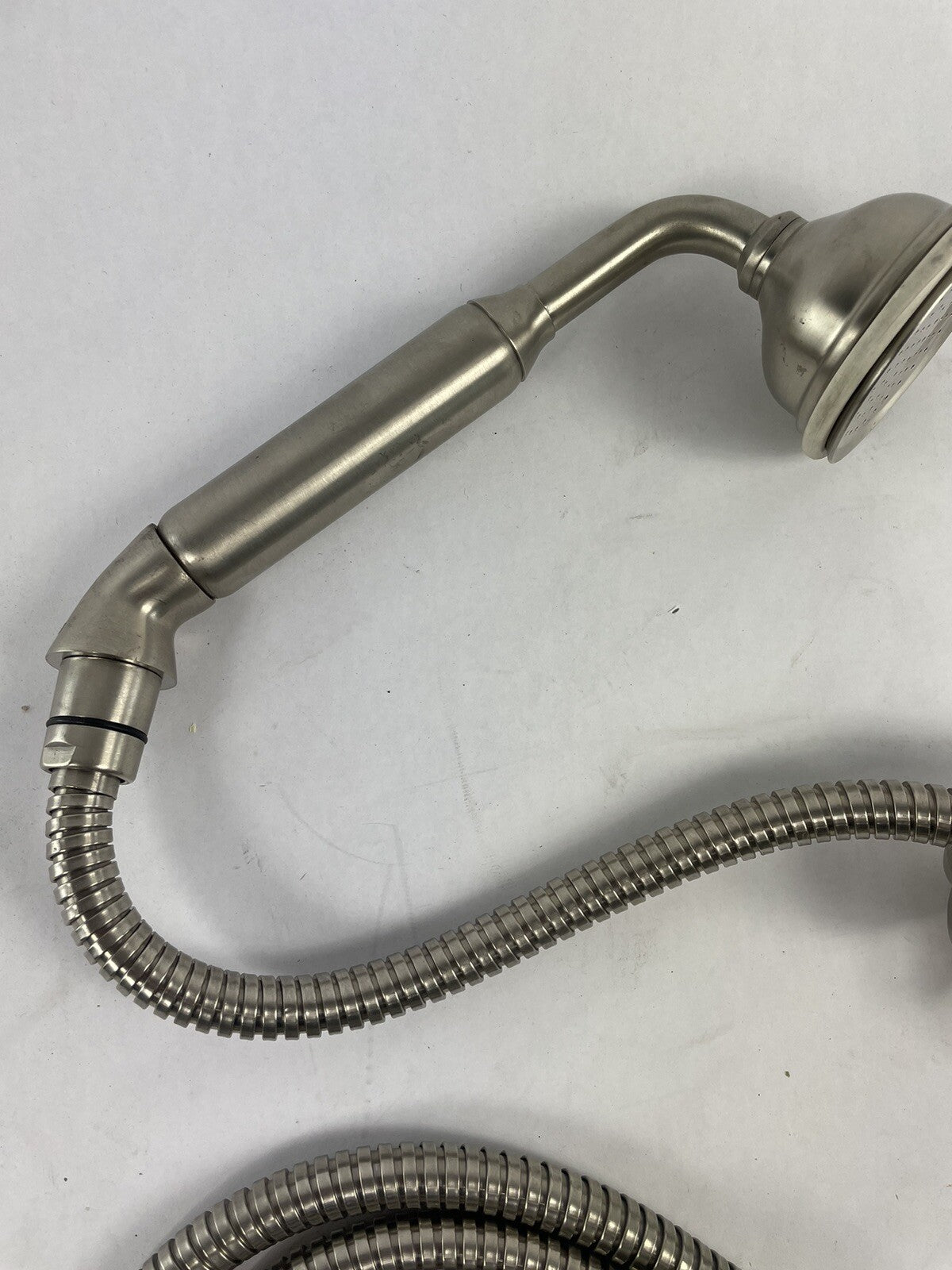 THG Paris brushed nickel rim mounted stylized hand shower with 2 meter hose and angle rest