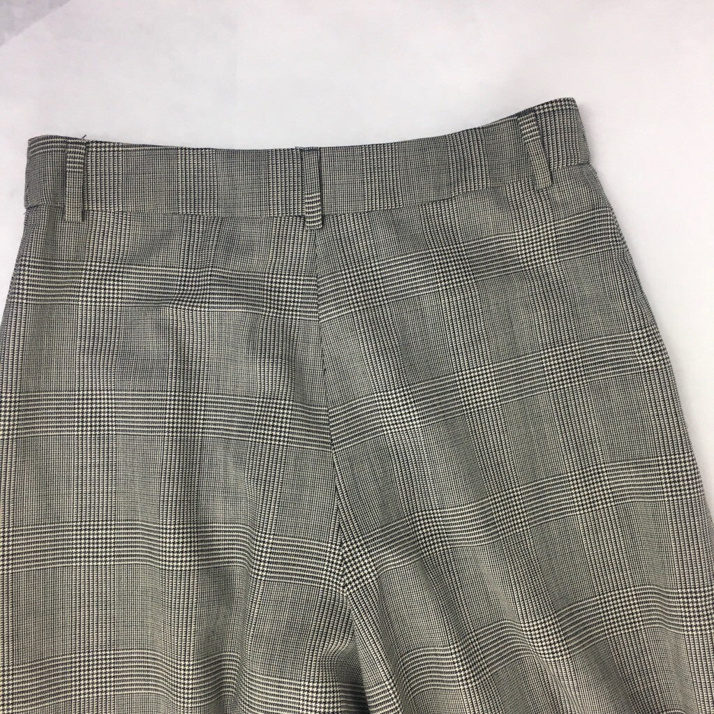 Cacharel Womens Culotte Pants Gray Glen Plaid Zip Fly Belt Loop Lined Stretch 28