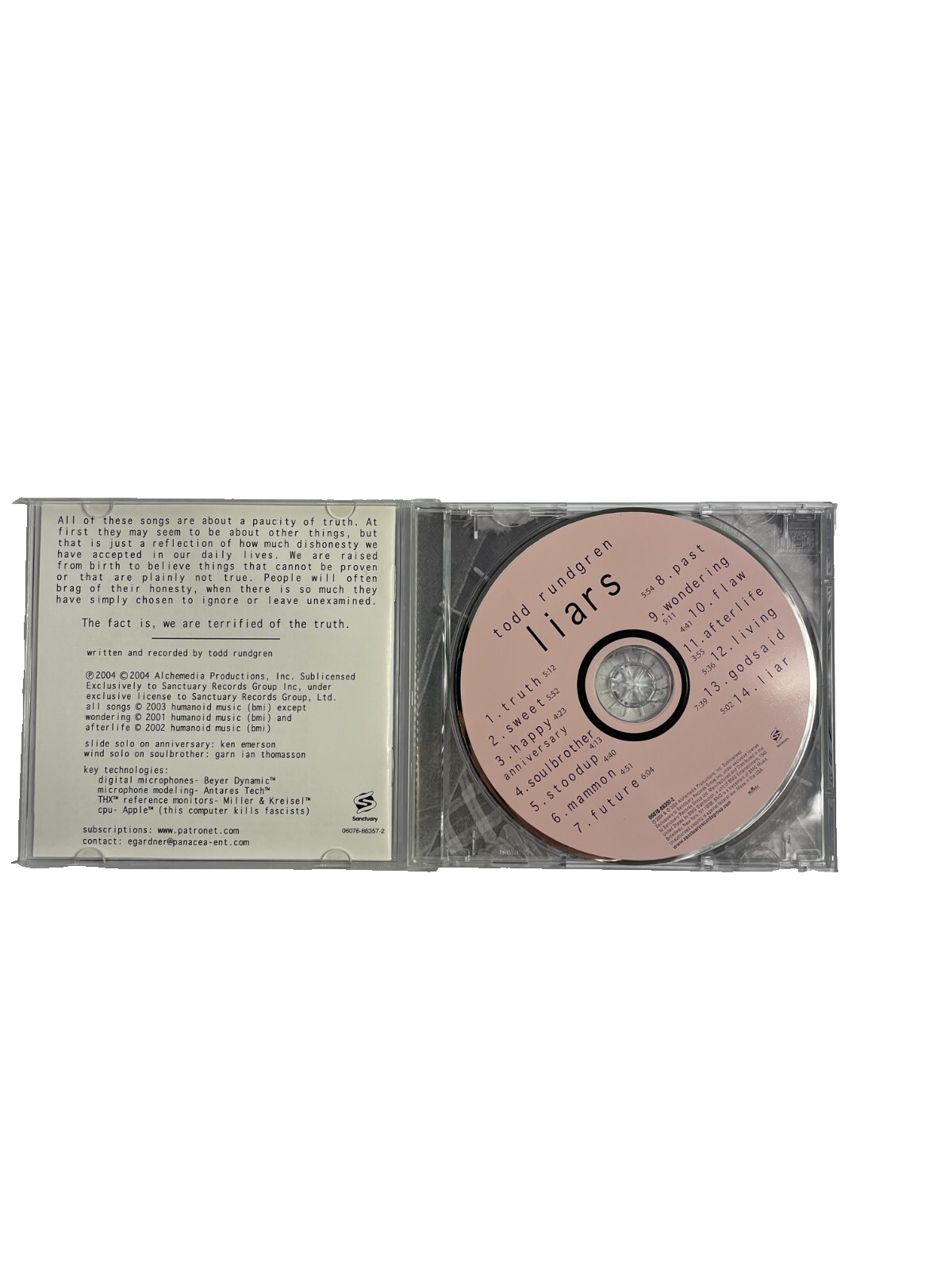 Todd Rundgren Liars Truth Sweet Happy Anniversary Soul Brother Stood Up CD#10