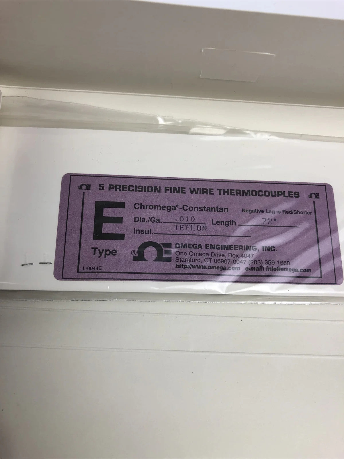 5 x Omega Engineering precision fine wire thermocouples 72" .010 Diam. LOOK
