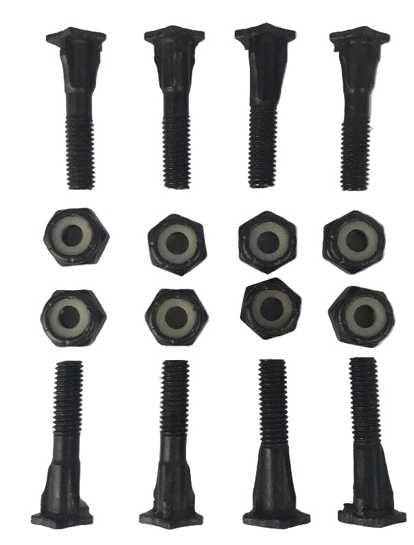 Grind King Randoms Style 1-inch skateboard mounting hardware with OEM star head bolts and lock nuts set.