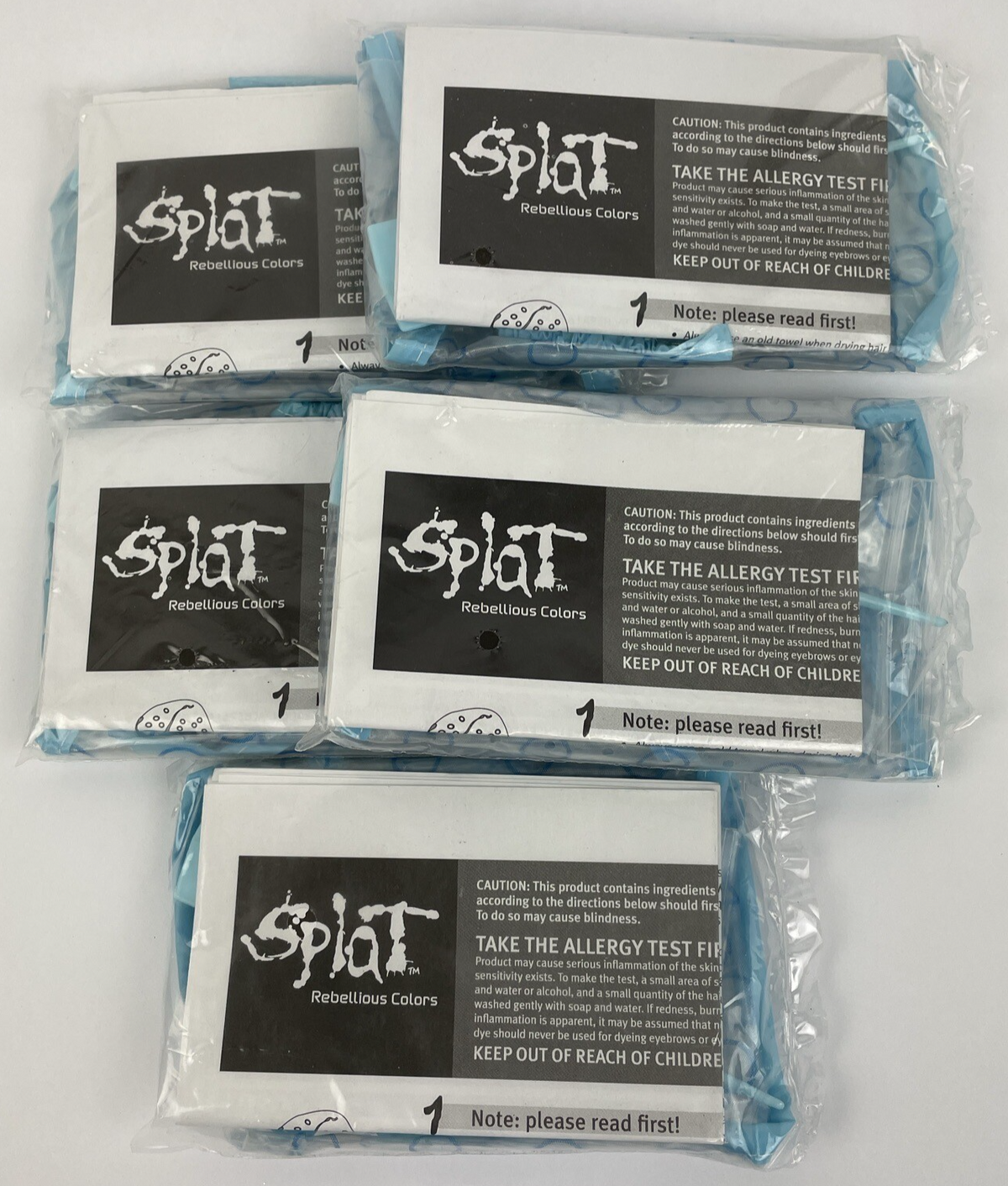 Lot of 5 Splat Rebellious Colors Disposable Hair Frosting Kit Caps with needle