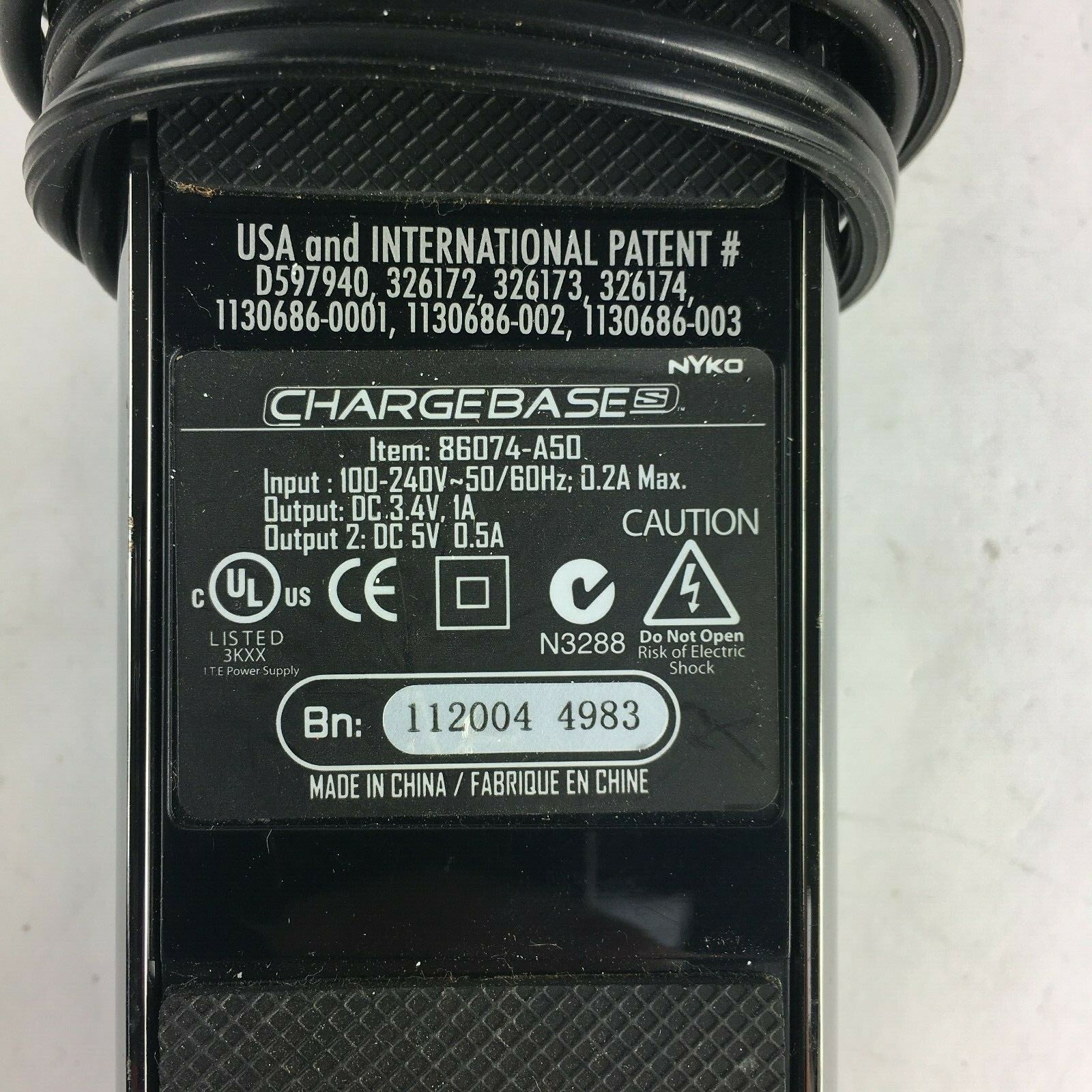 Genuine NYKO 86074-A50 Output 3.4V/5V 0.5/1A Power Supply Adapter A6