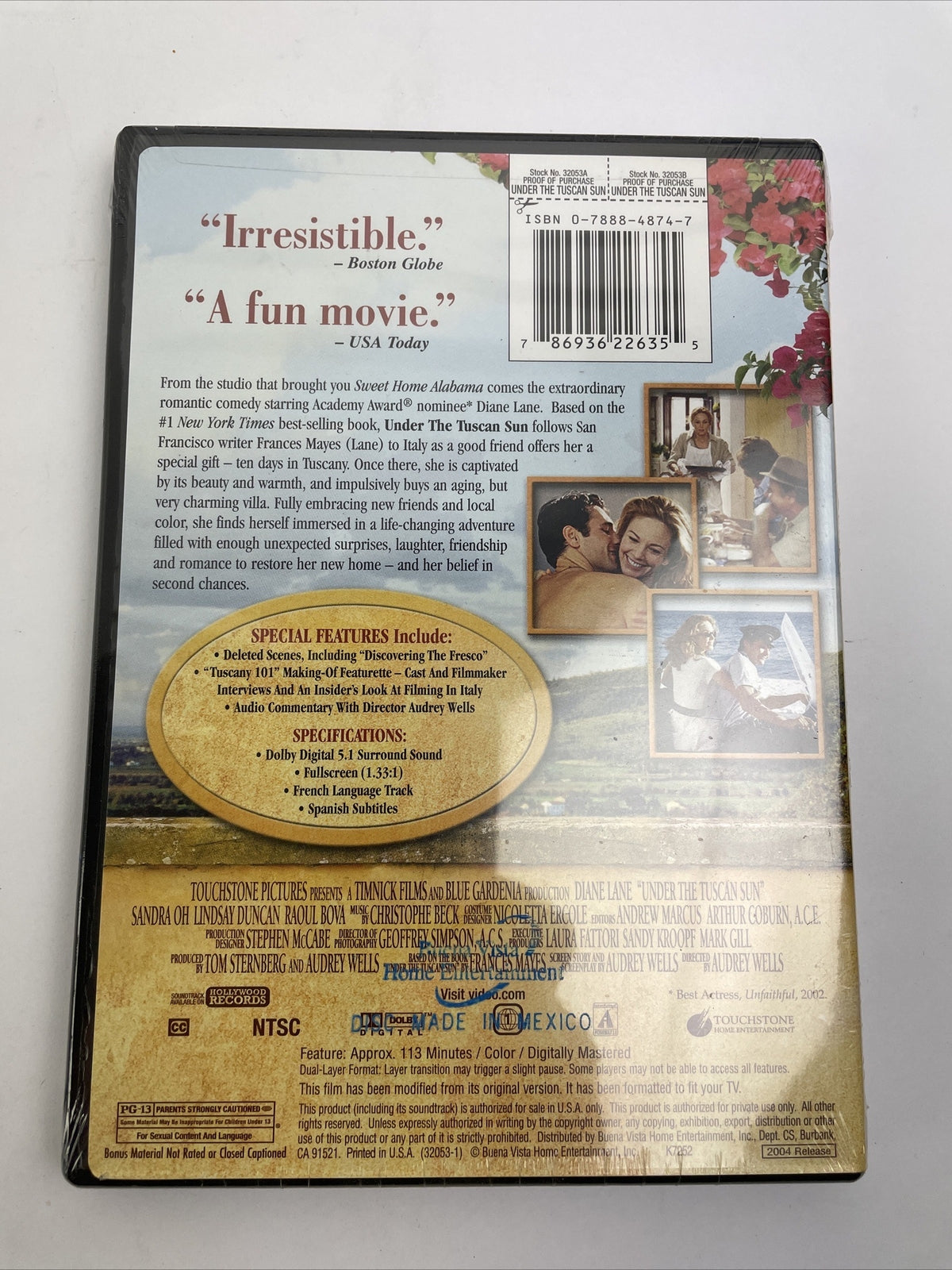 Under the Tuscan Sun ( DVD Video , 2004 , Full Screen ) Diane Lane - NEW SEALED
