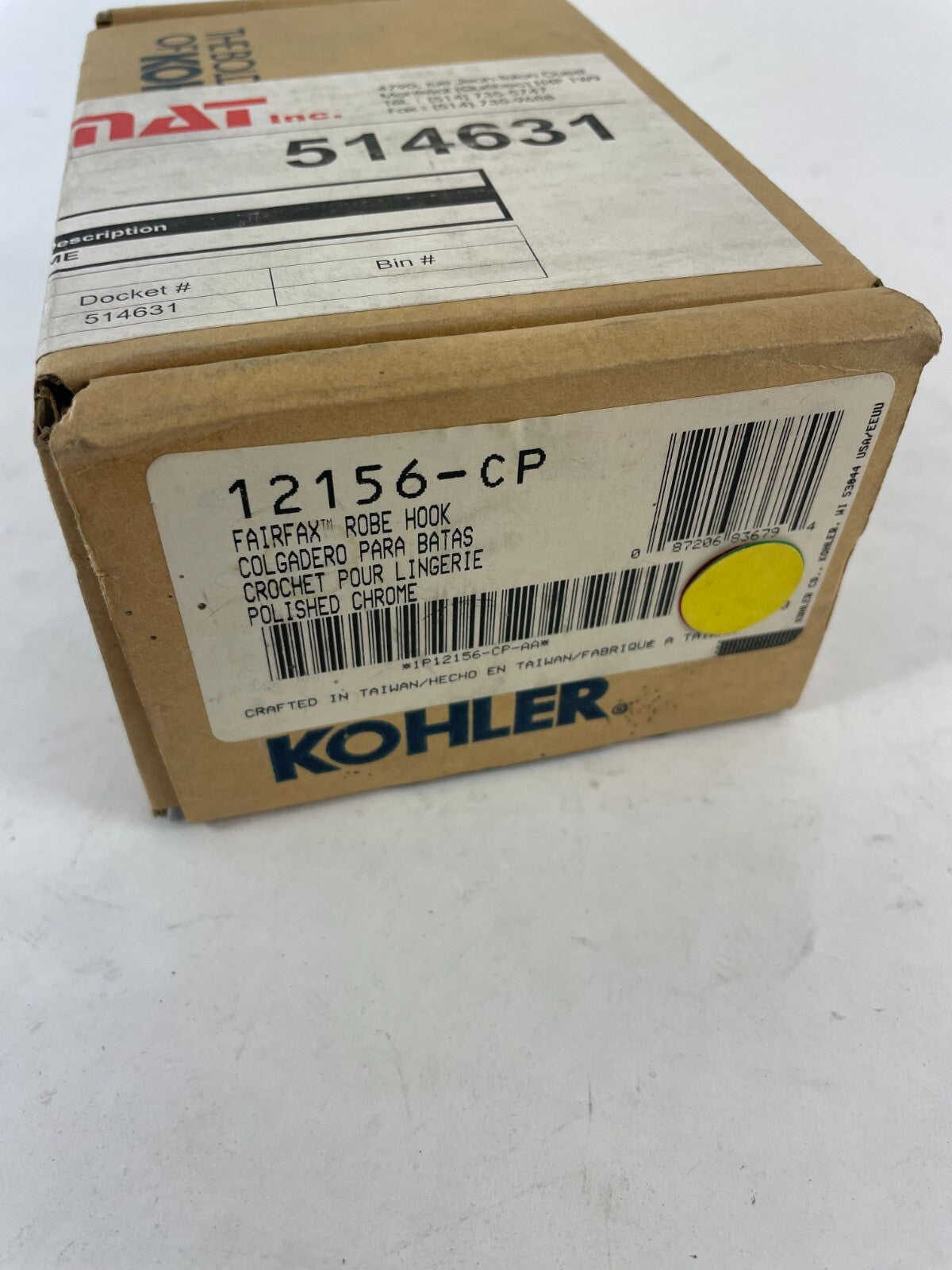 Kohler Fairfax 12156-CP polished chrome bathroom robe hook
