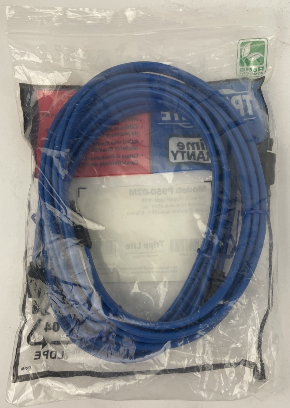 Lot of 2 x Tripp Lite P950-02M Serial ATA II Signal Cable M/M 6.5ft