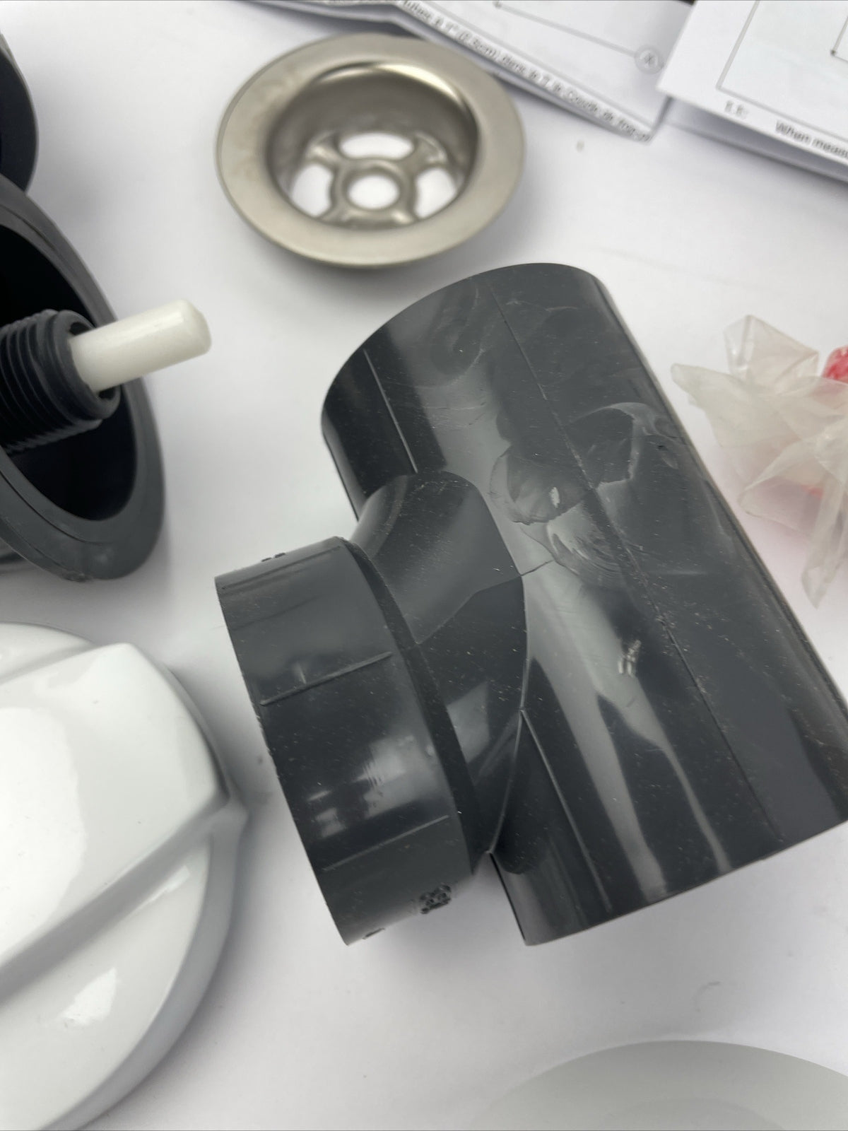 OS&B 5342CK-W PVC OFFSET WASTE & OVERFLOW CABLE-DRIVE KIT GRAY EURO STYLE BATH