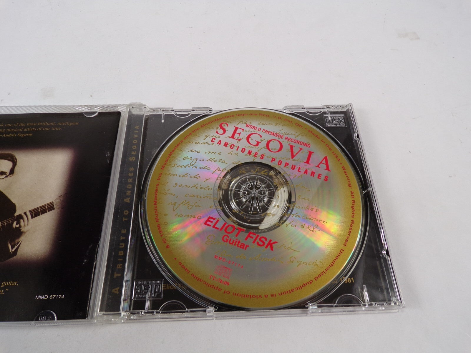 World Premiere Recording Segovia Canciones Populares Eliot Fisk Guitar CD #40