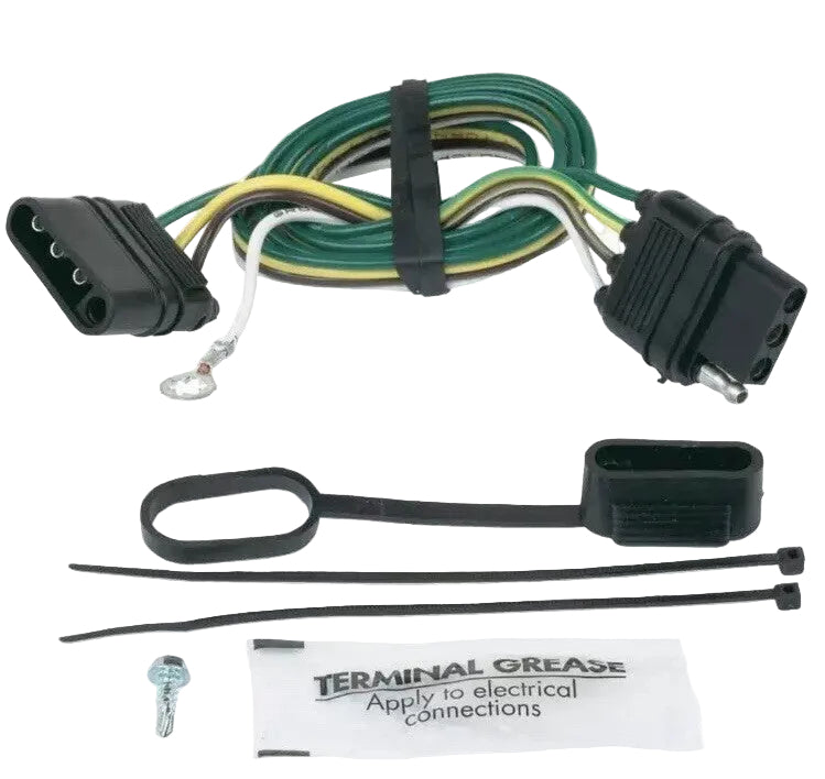 Hopkins 47105 32-inch 4-wire flat trailer wiring extension with ground universal male to female connector for towing applications.