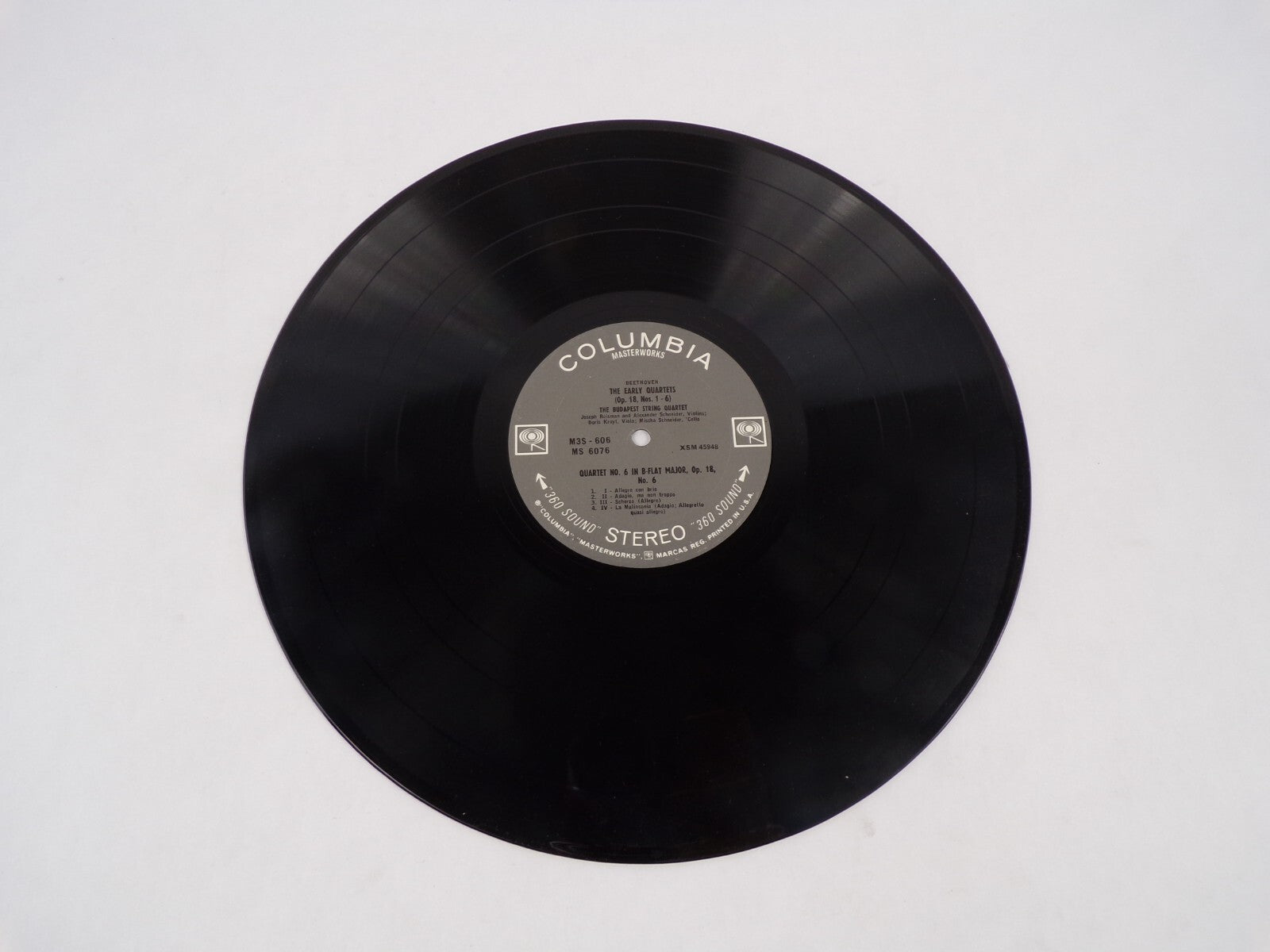 Beethoven The Budapest String Quartet Allegro Con Brio Scherzo Vinyl Record