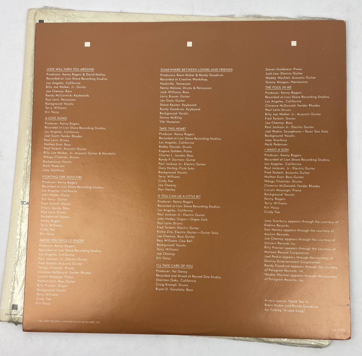 Kenny Rogers Love Will Turn You Around Record Album Vinyl LP w Insert Advert