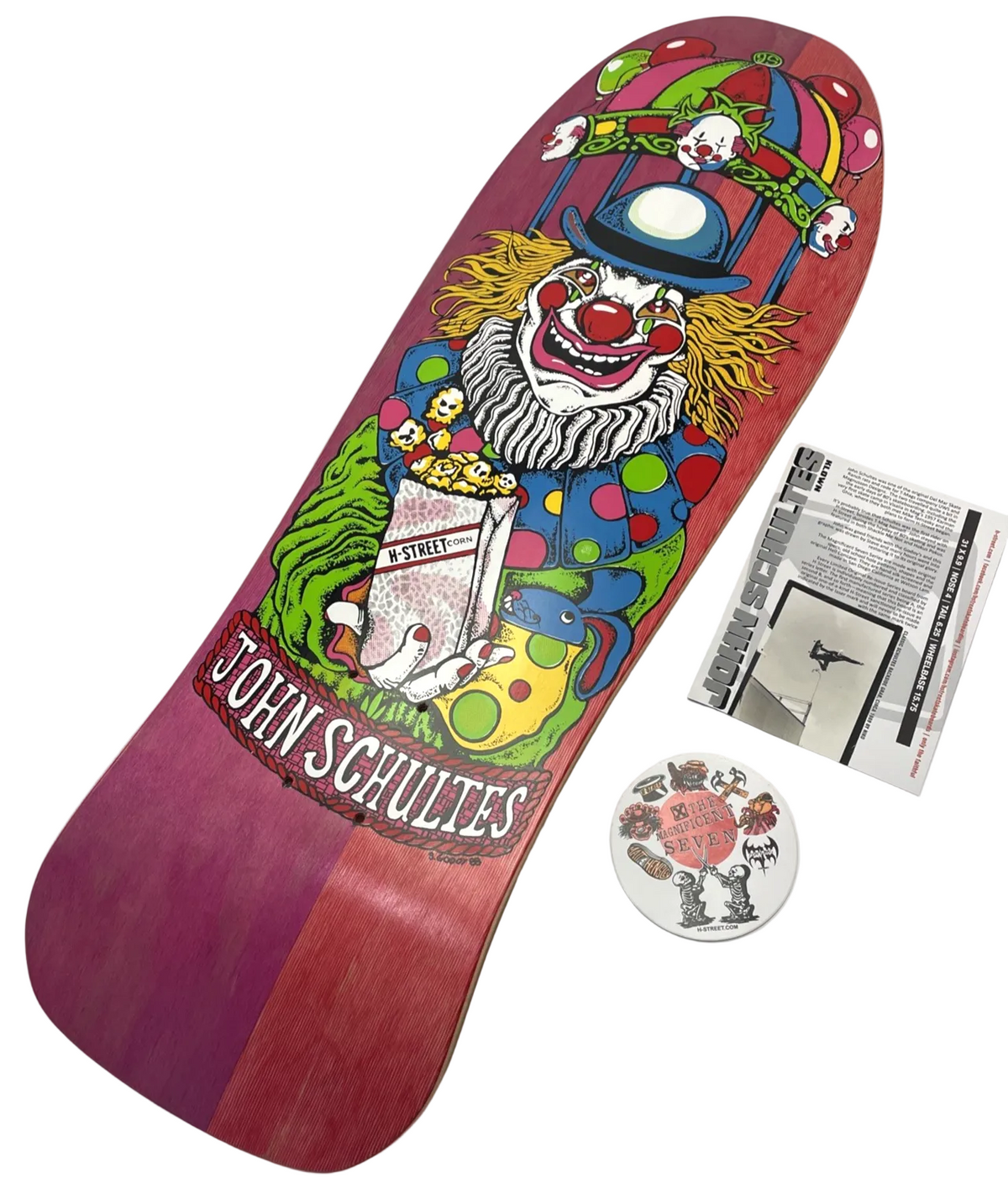 H-Street John Schultes A Series Clown skateboard deck #17 of 136 purple red orange veneer