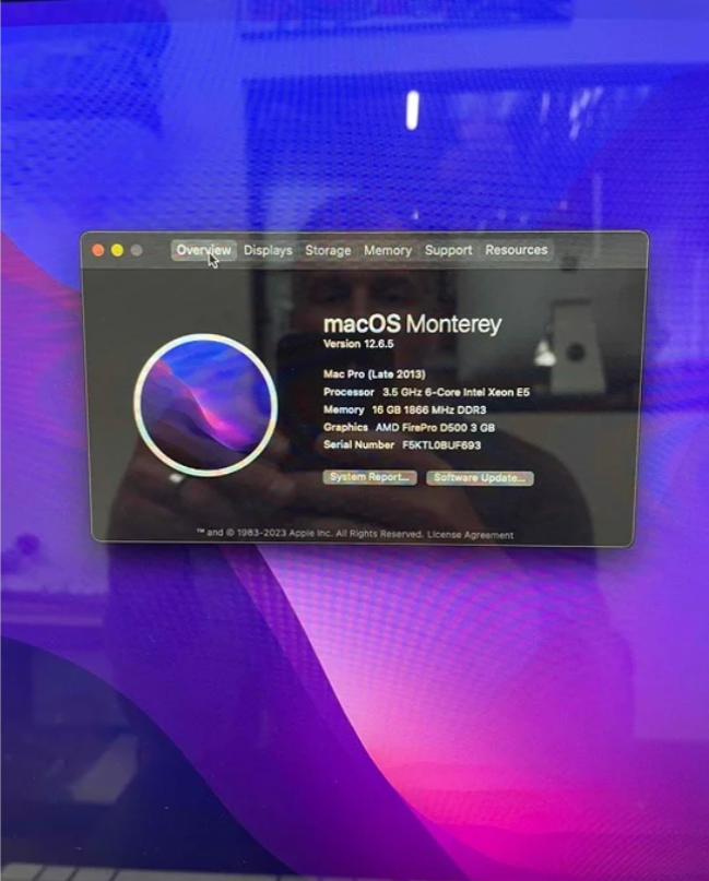 Mac Pro 3.5 Ghz Quad-core Xeon E5 16GB RAM 250GB SSD Late 2013
