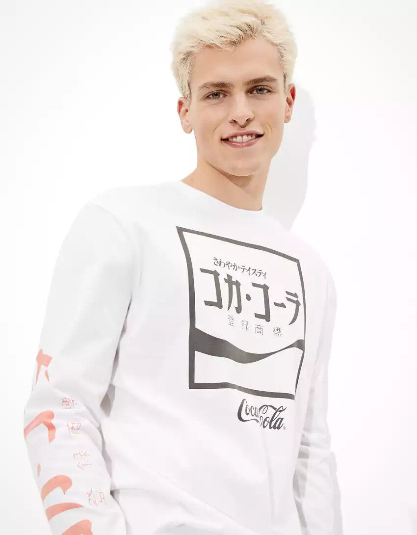 RARE Coca Cola Tokyo Long Sleeve T Shirt White Size Medium Men's NWOT