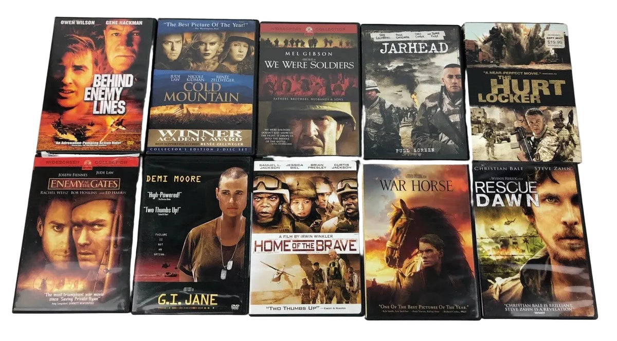 Lot of 10 military and war movie DVDs