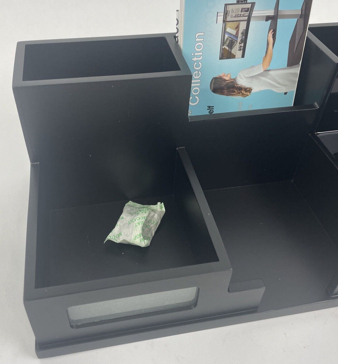 Victor Desk Organizer with Smart Phone Holder Wood Desktop Storage Black - NEW