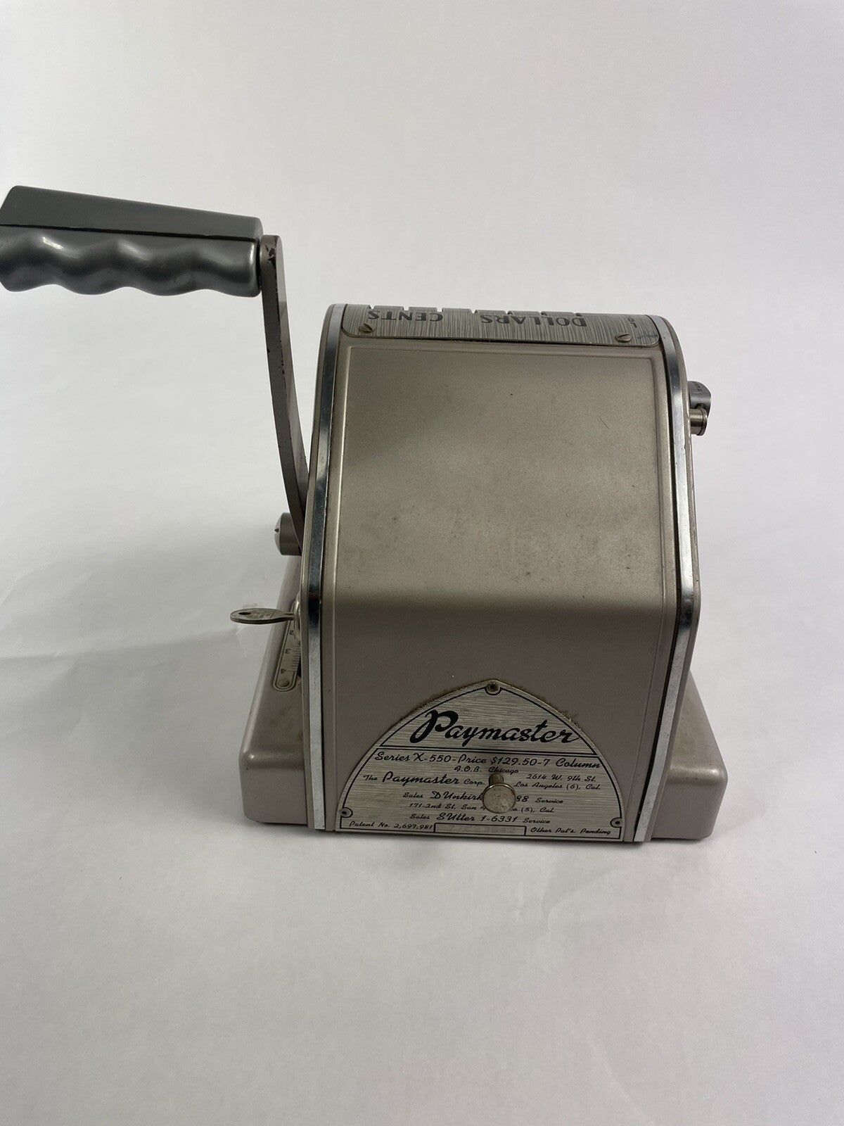 PAYMASTER SERIES X 550 OFFICE MACHINE VINTAGE CHECK WRITER 7 COLUMN & KEY
