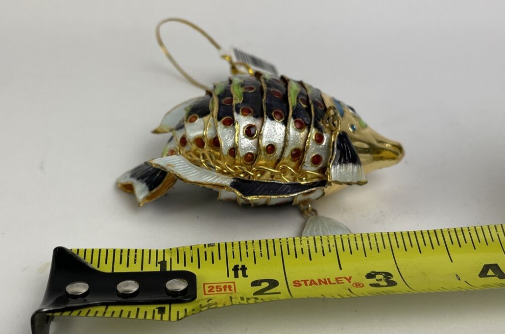 Beautiful Cloisonné Enamel Articulated Tropical Reef Fish Christmas Ornament