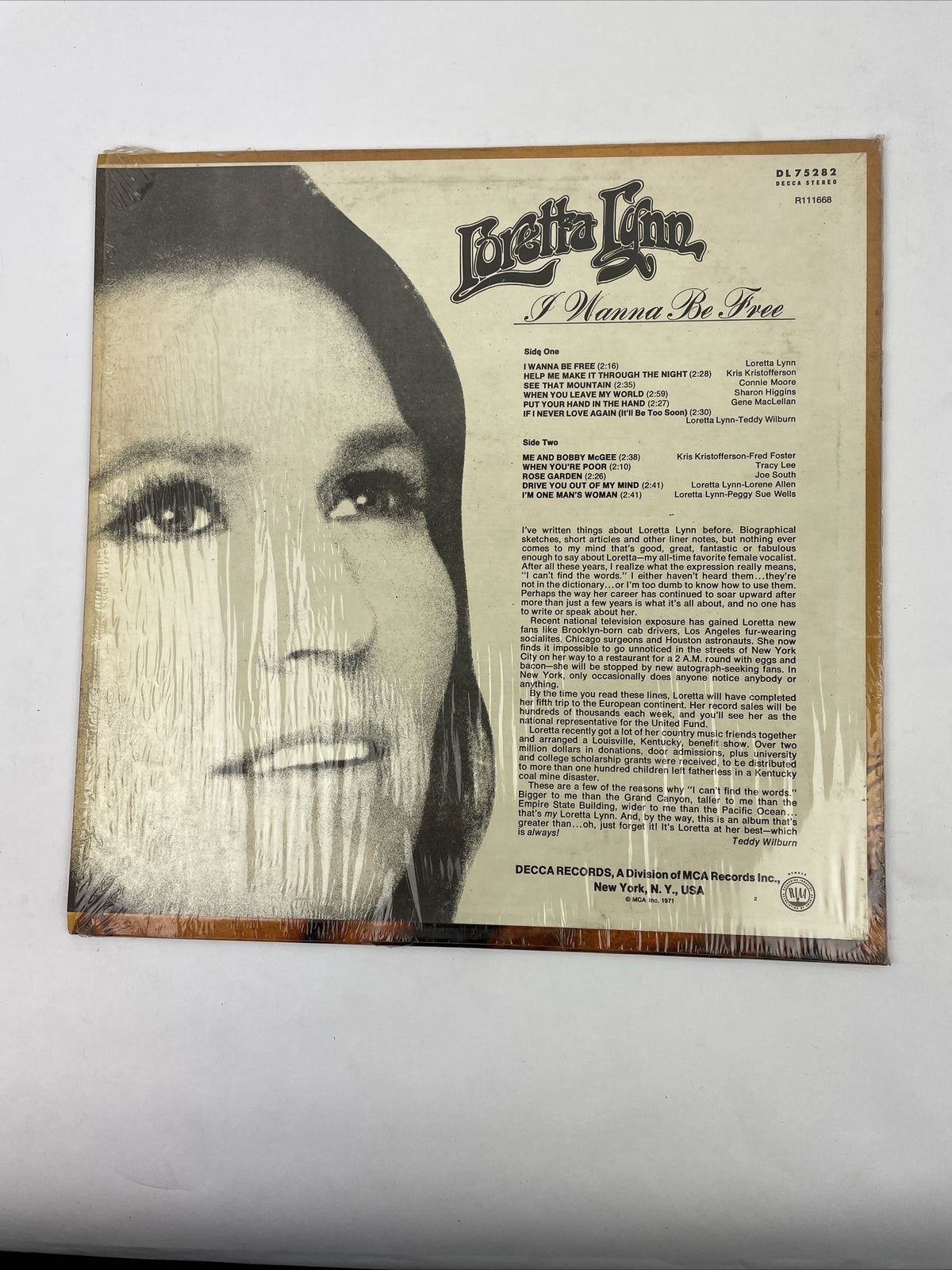 LORETTA LYNN " I WANNA BE FREE " DECCA RECORDS VINYL LP 151-60W VGC