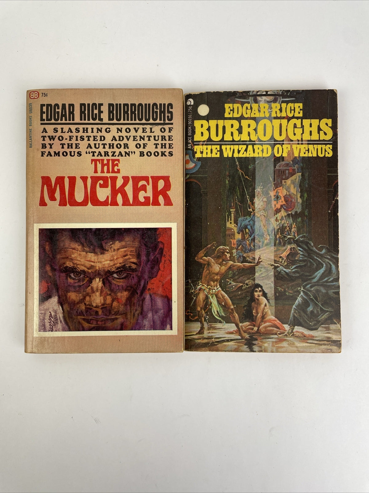 Lot Of 2 Edgar Rice Burroughs Vintage Paperbacks - The Mucker - Wizard of Venus