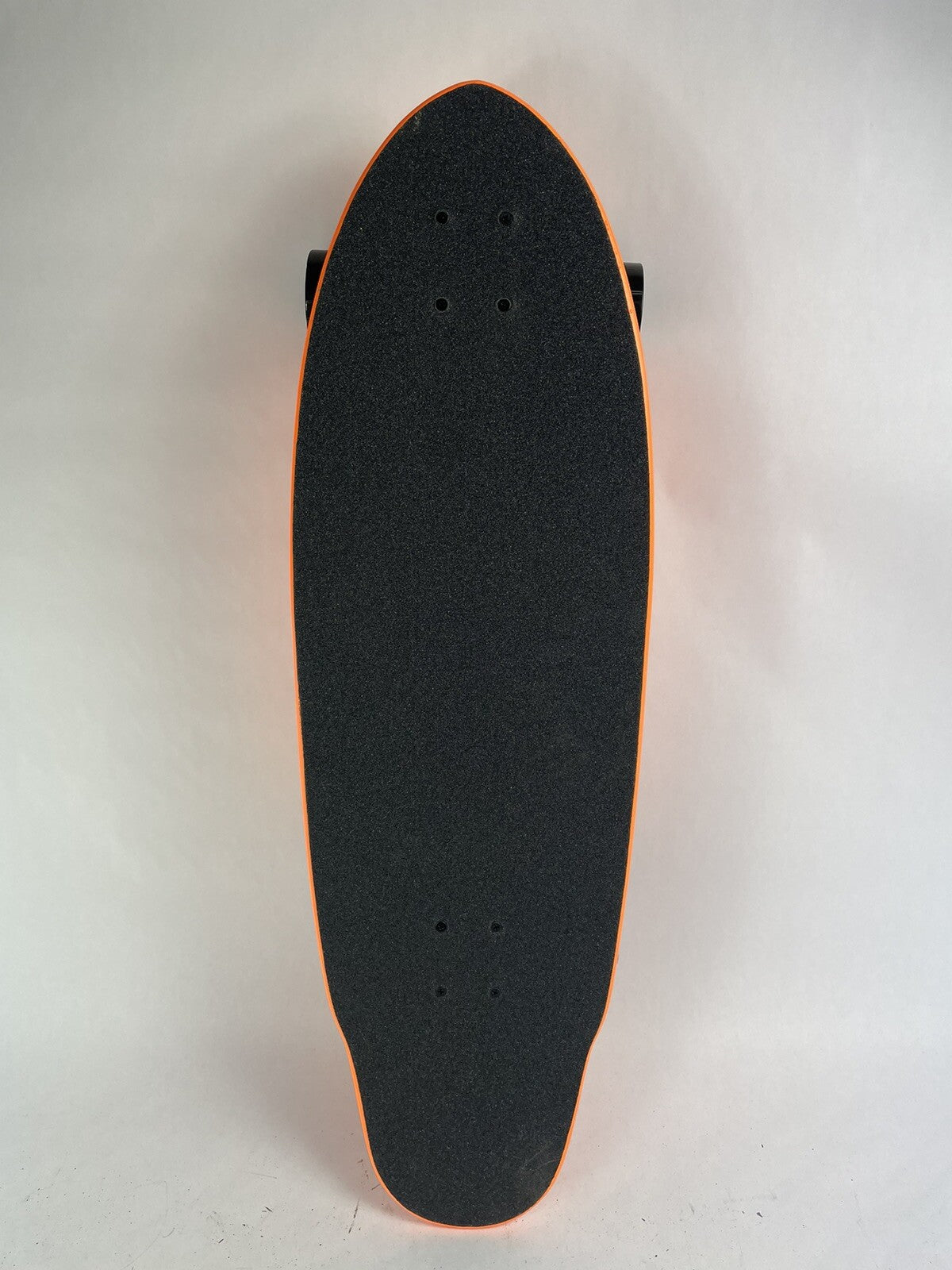 Orange Surf Fish Blank 10-inch complete skateboard with reverse kingpin trucks, 70mm wheels, and ABEC-7 bearings.