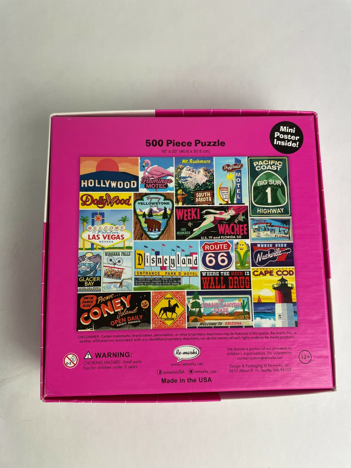 Road Trip 500 Piece Puzzle Route 66 Where The Heck is Wall Drug Glacier Bay M1