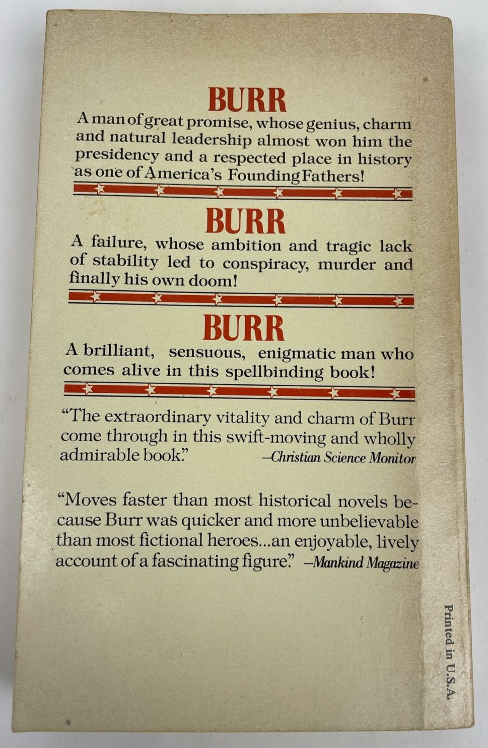 AARON BURR THE GREAT AMERICAN RASCAL Vail 1ST AWARD PRINTING Historical