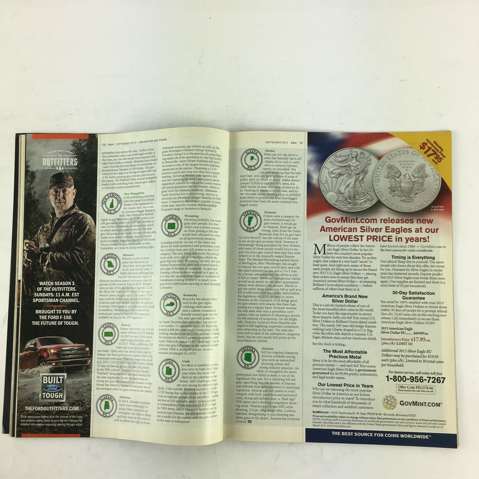 September 2015 Guns & Ammo Magazine 375 Ruger Boddington Hunts with Mossberg's