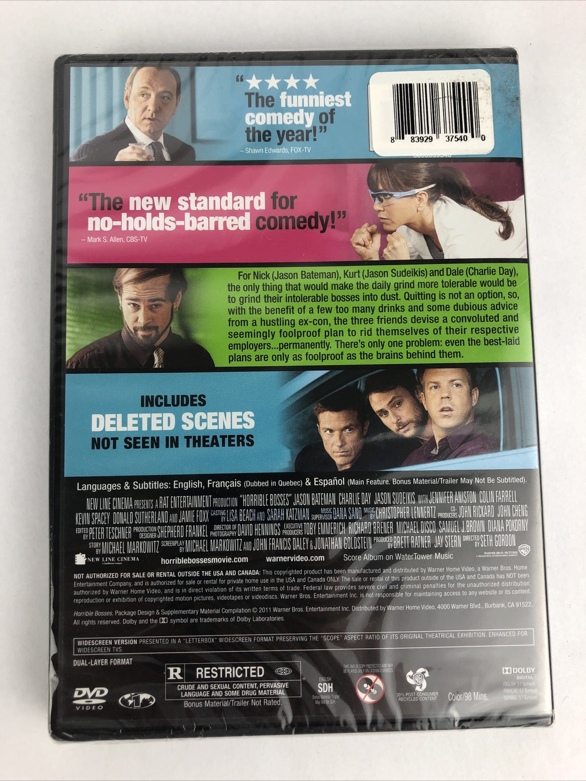Horrible Bosses (DVD, 2011) Jason Bateman Jennifer Aniston Colin Farrell - NEW