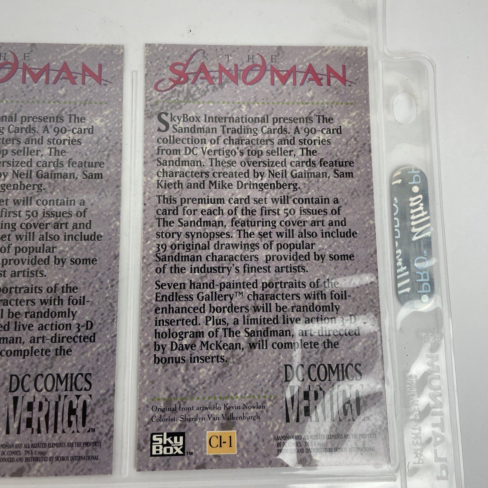 3 x 1994 Skybox DC Vertigo Sandman Illustrated Promos Matthew The Raven A Bet +