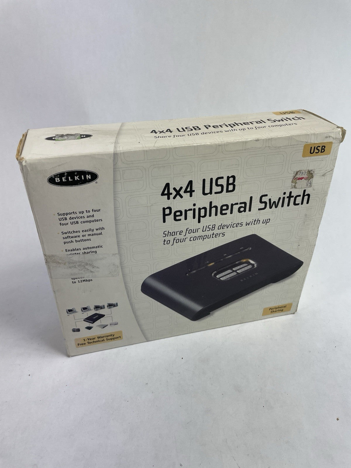Vtg Belkin 4x4 USB Peripheral Switch F1U400 2003 NOS