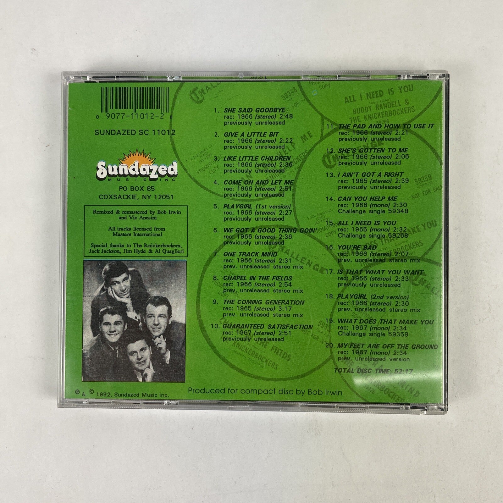 The Knickerbockers - The Great Lost Album! (CD, Apr-1993, Sundazed). #29