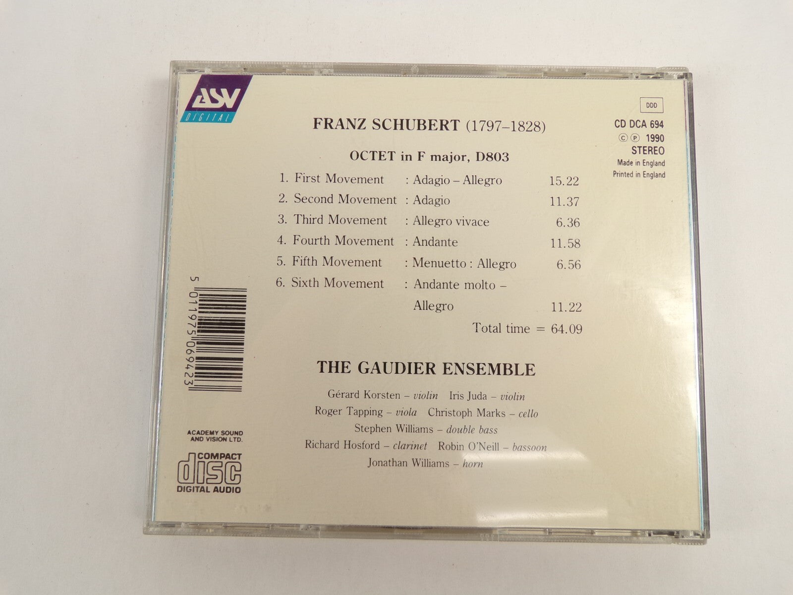 Octet Gaudien Ensemble First Movement Adagio Allegro Fourth Movement CD#50