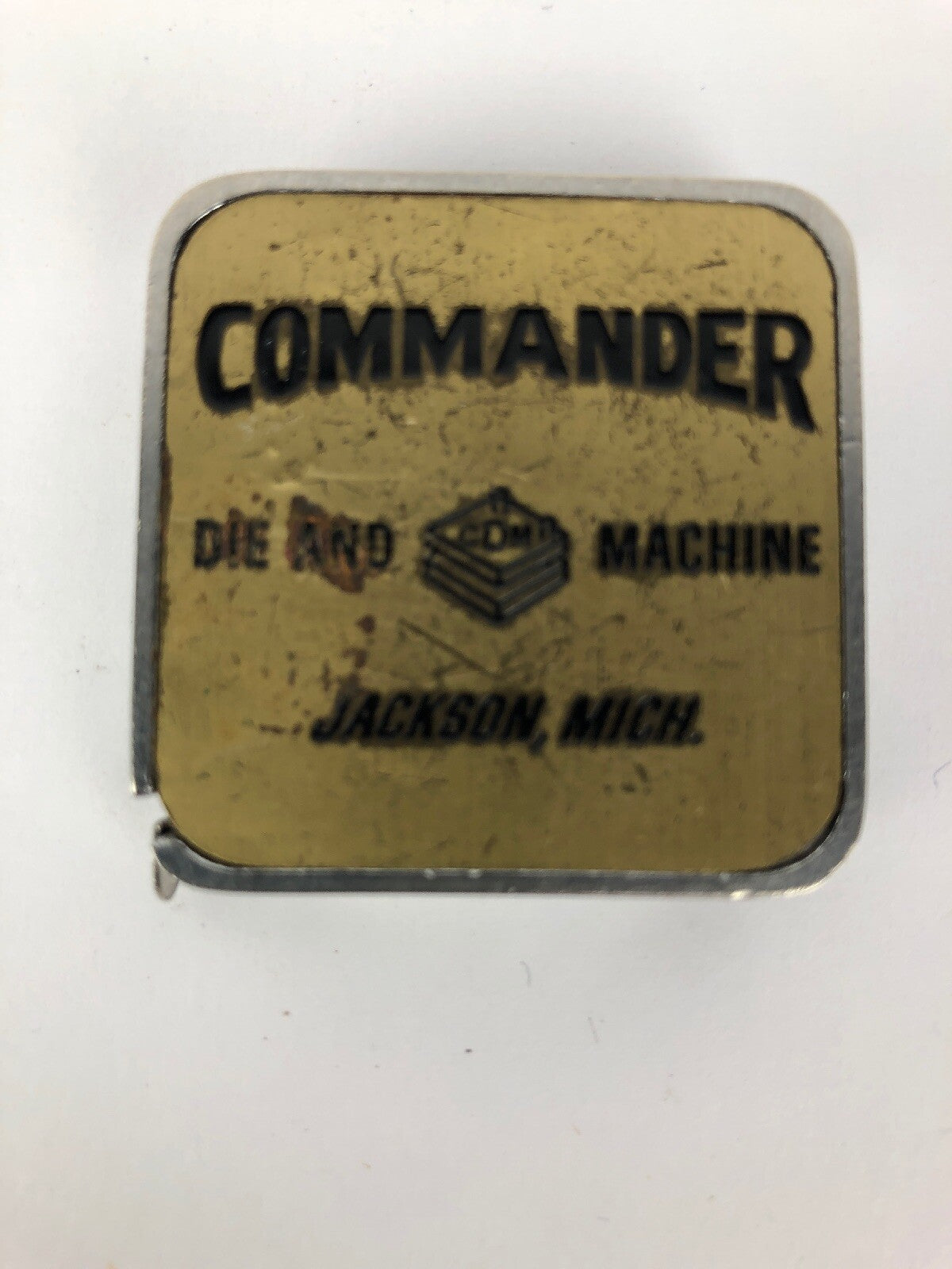 Vintage COMMANDER DIE SND MACHINE Jackson MICH Advertising Barlow Measuring Tape
