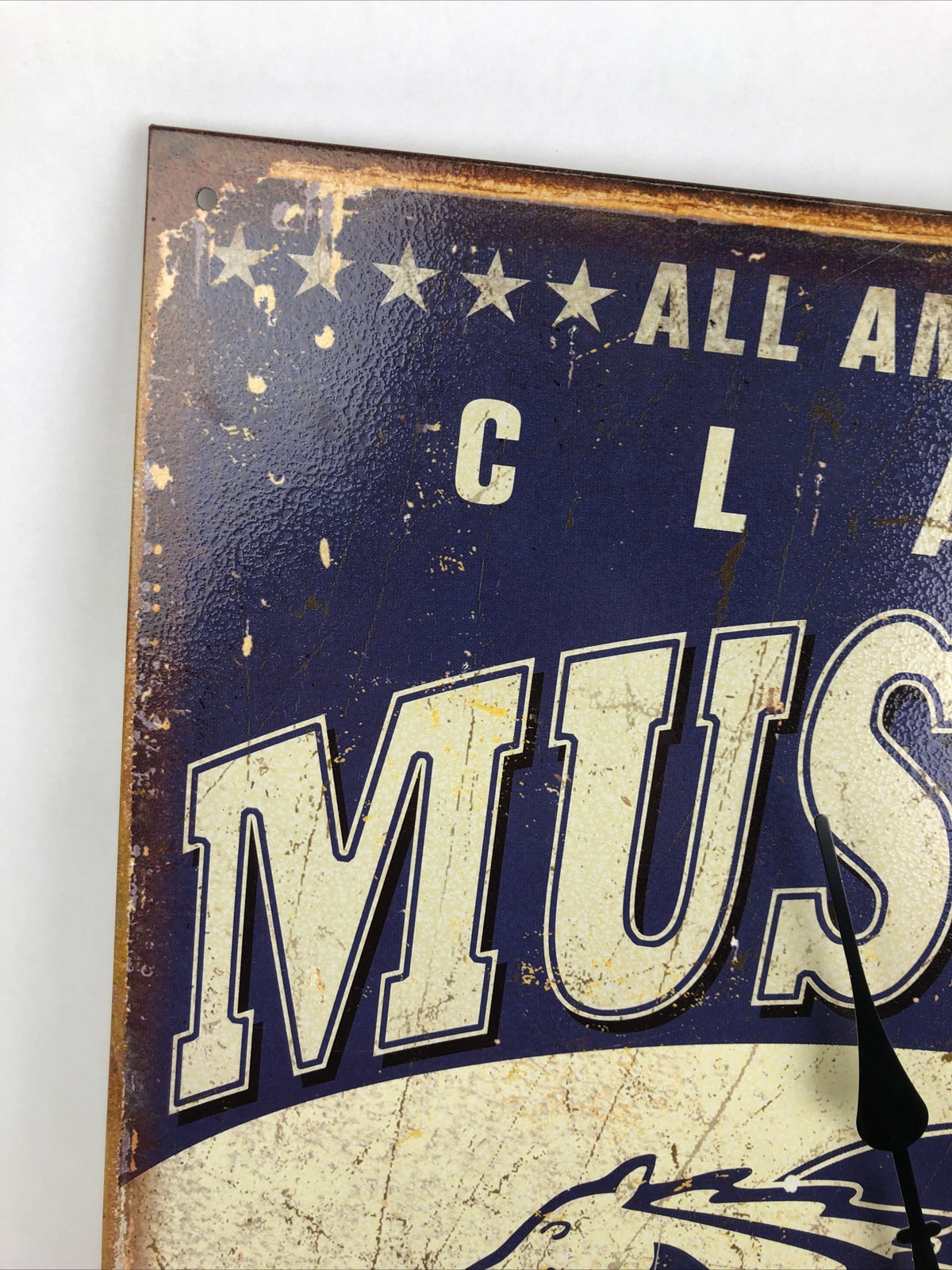 Ford Mustang Tin Sign Metal Clock Rustic Garage Muscle Car 1 of a Kind Folk Art