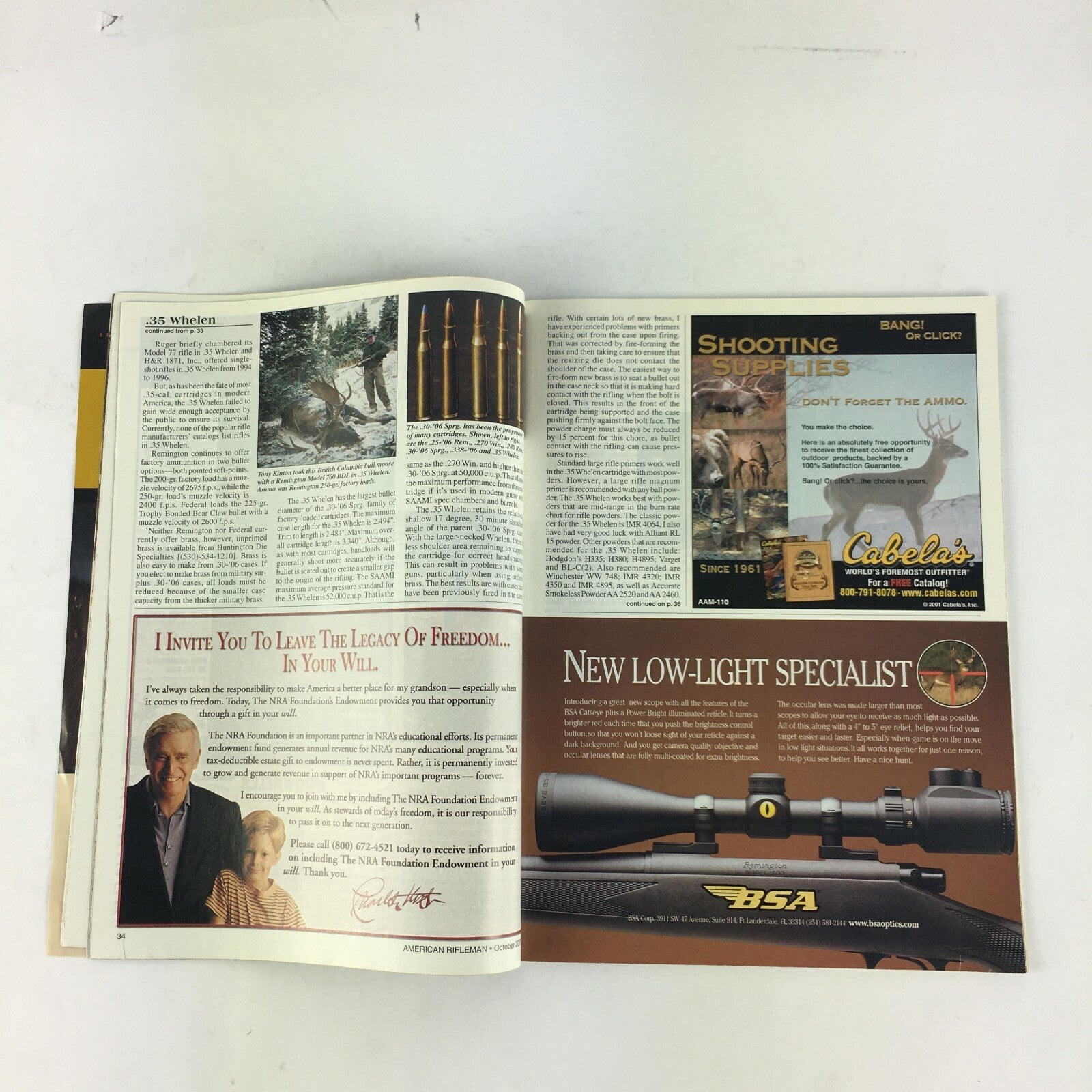 October 2001 American Rifleman Magazine American CZ'S Classics