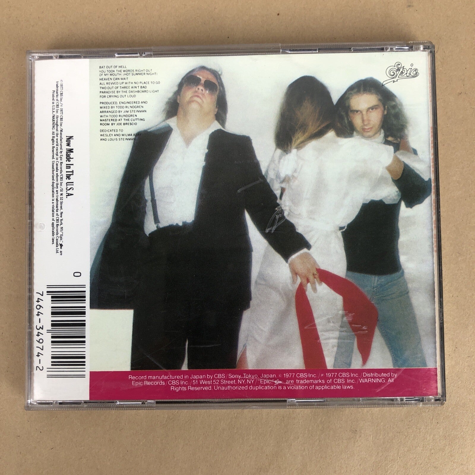 Bat Out of Hell by Meat Loaf (CD, Oct-1990, Epic) - MINT DISC GUARANTEED