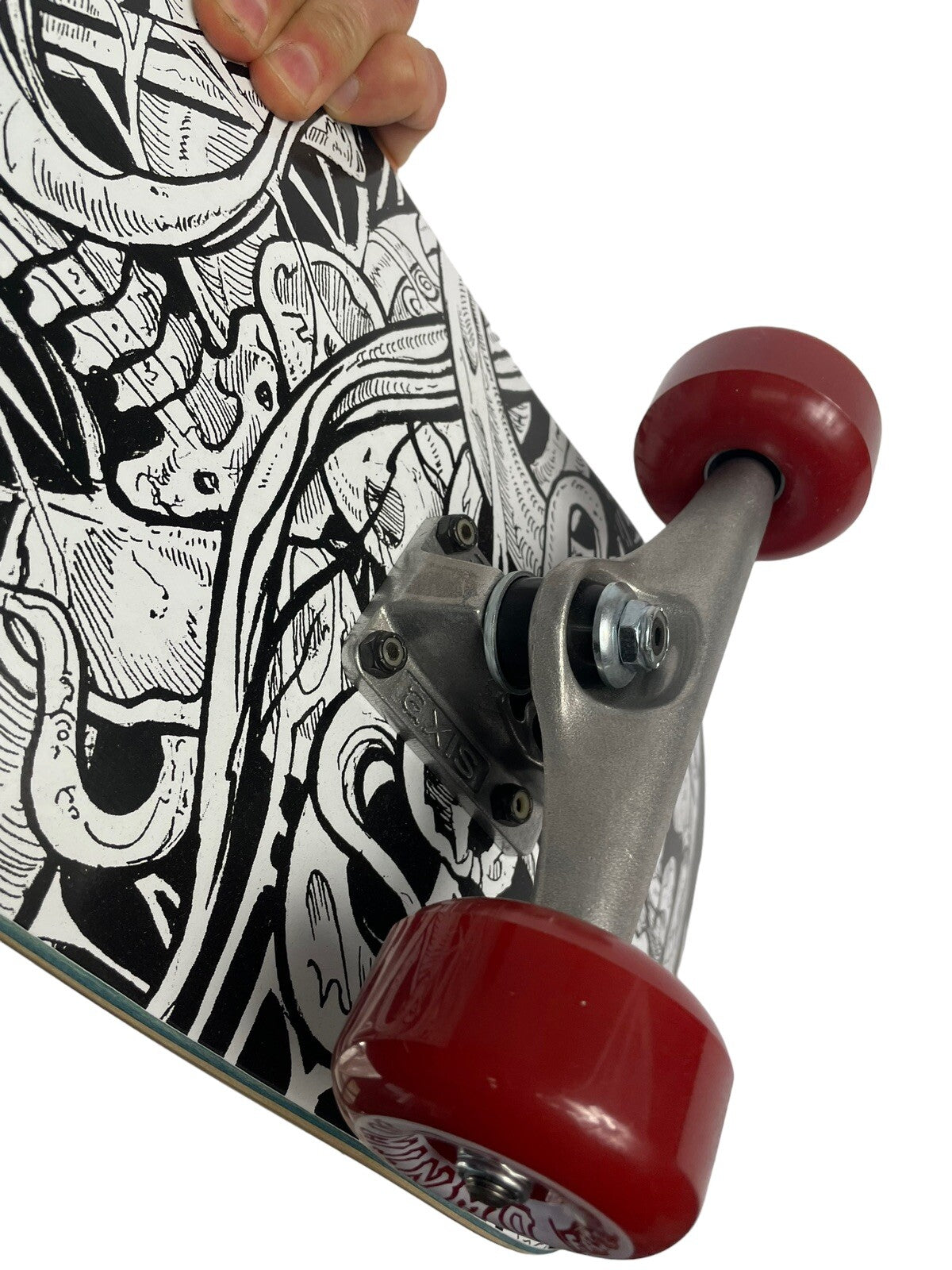 Death Skateboards Calow Gate Skulls complete skateboard 8.9 x 32.5-inch pool shape with ready-to-ride setup.