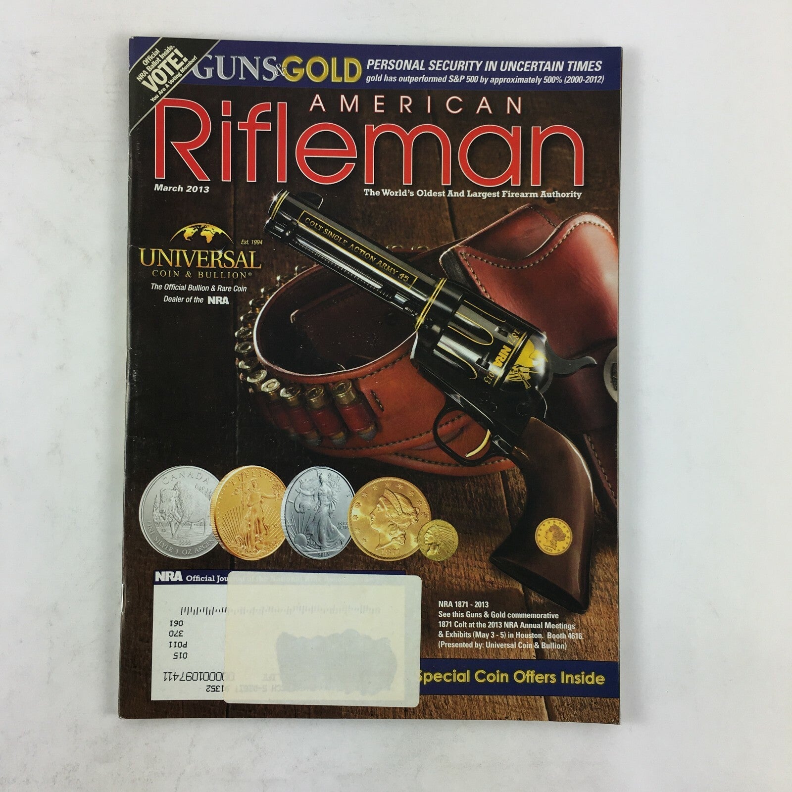 March 2013 American Rifleman Magazine Special Coin Offers Inside NRA 1871-2013