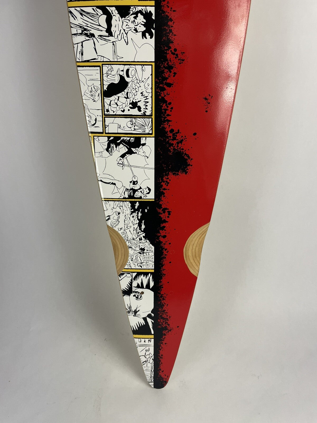 Frite Alors! pintail downhill top mount 8-ply maple skateboard deck 8.75 x 39.625 inches.