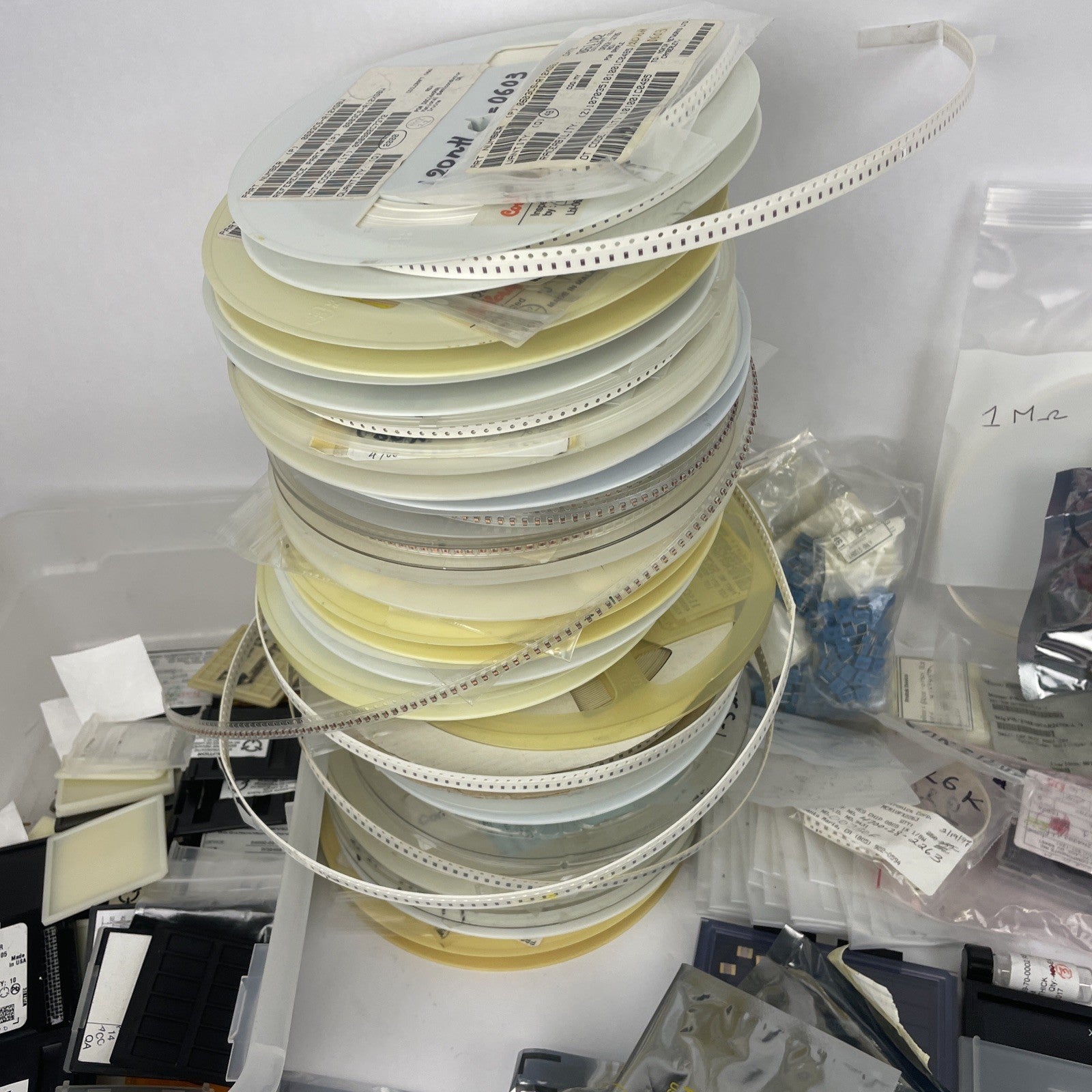 Huge Lot: Digi-Key Coilcraft Inductors Tantalum SMT Caps Xicon Wire Tools Plates