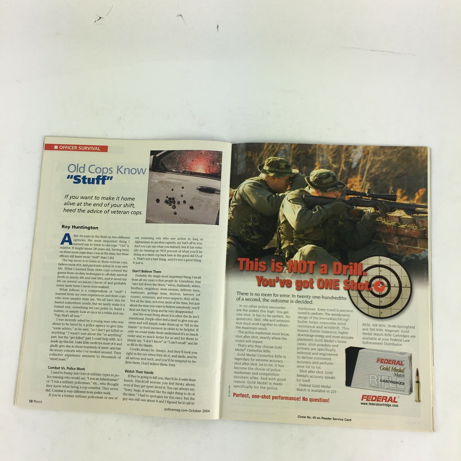 October 2004 Vol 28 Police Magazine Car Thieves Cold Case Squad Ruger Pistol