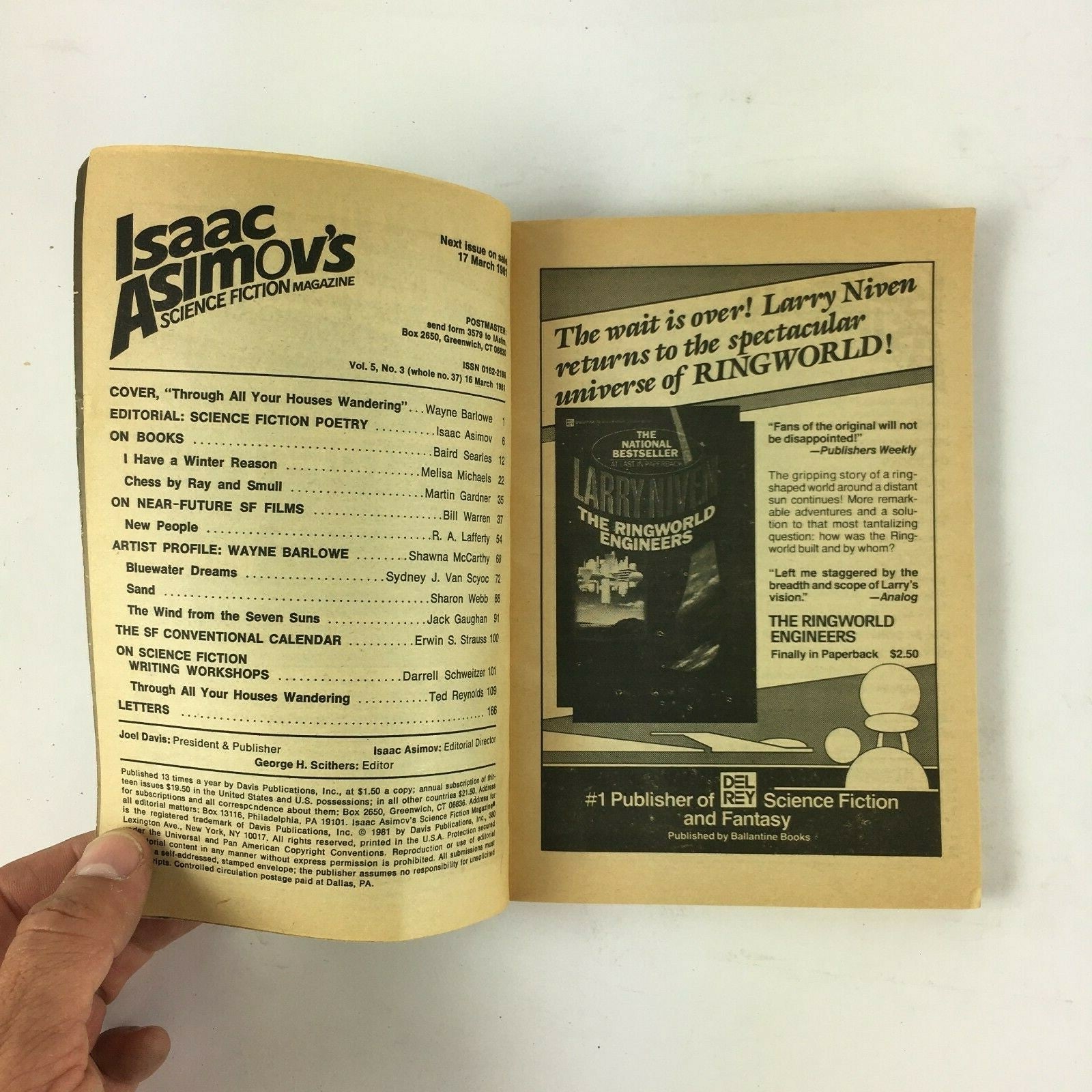 March 1981 Isaac Asimov's Science Fiction Magazine Ted Reynolds R.A.Lafferty