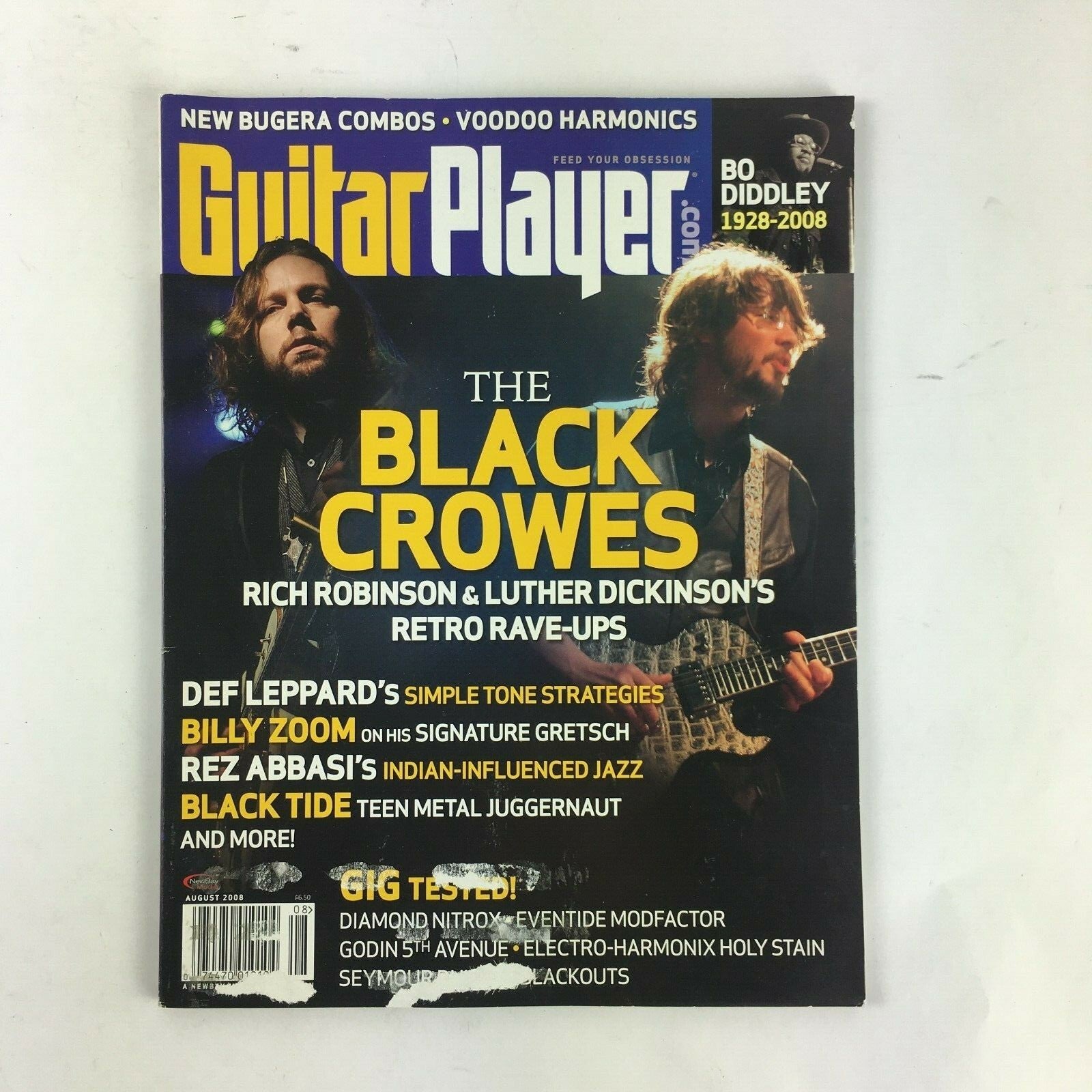 August 2008 Guitar Player Magazine The Black Crowes Rich Robinson Billy Zoom