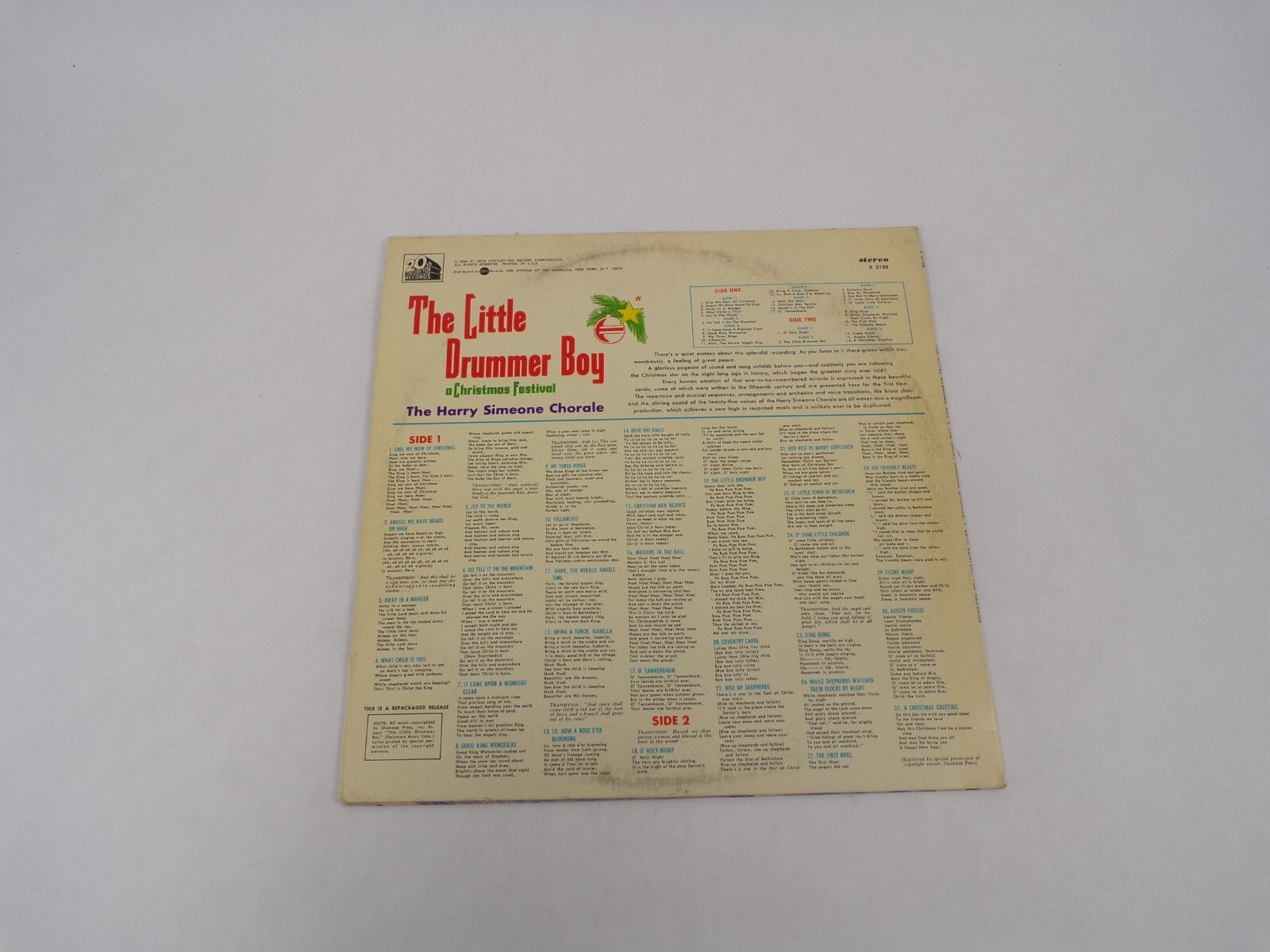 The Little Drummer Boy A Christmas Festival The Harry Simeone ChoaleVinyl Record